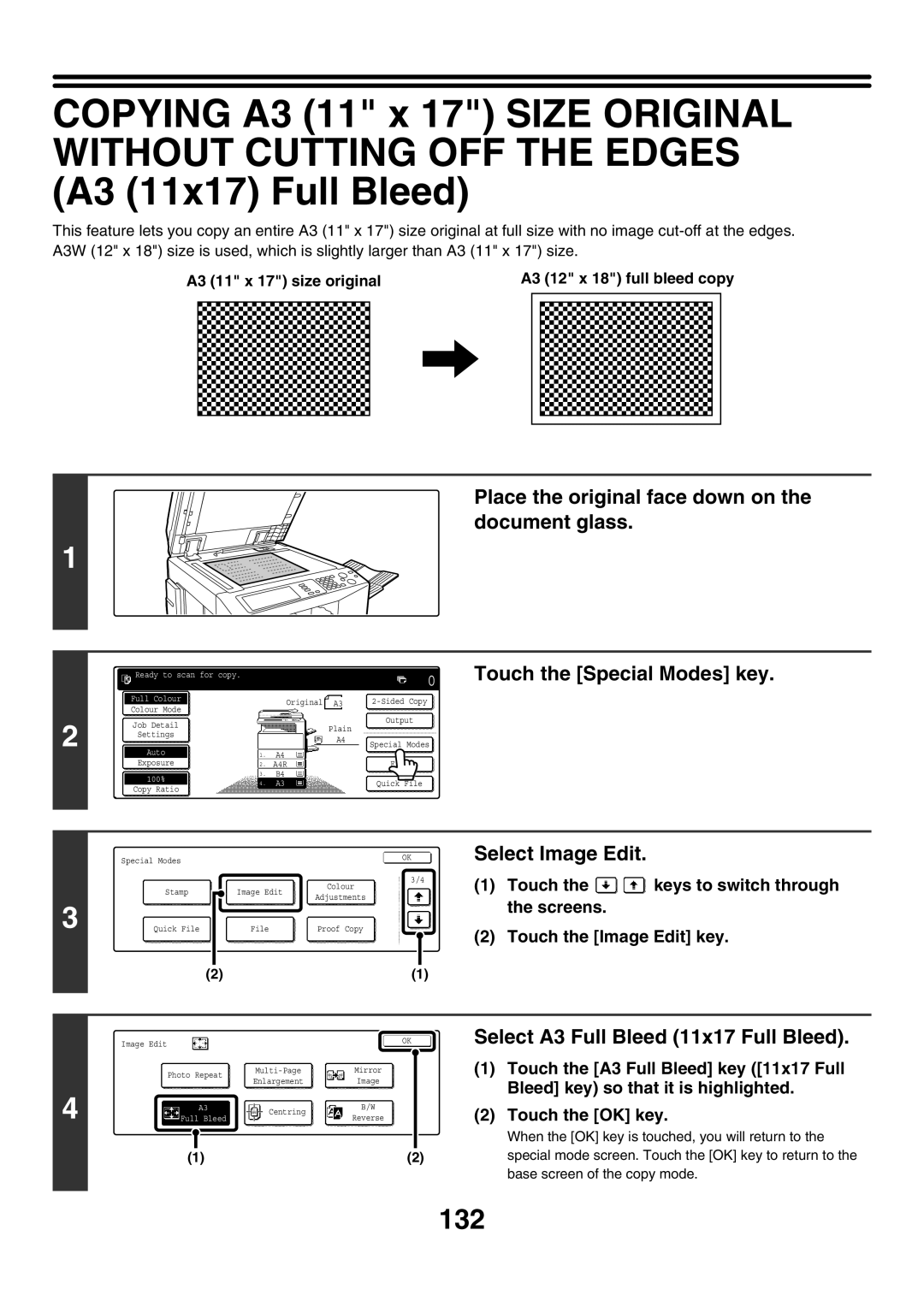 Sharp MX-2700G, MX-4501N 132, Select A3 Full Bleed 11x17 Full Bleed, A3 11 x 17 size original A3 12 x 18 full bleed copy 