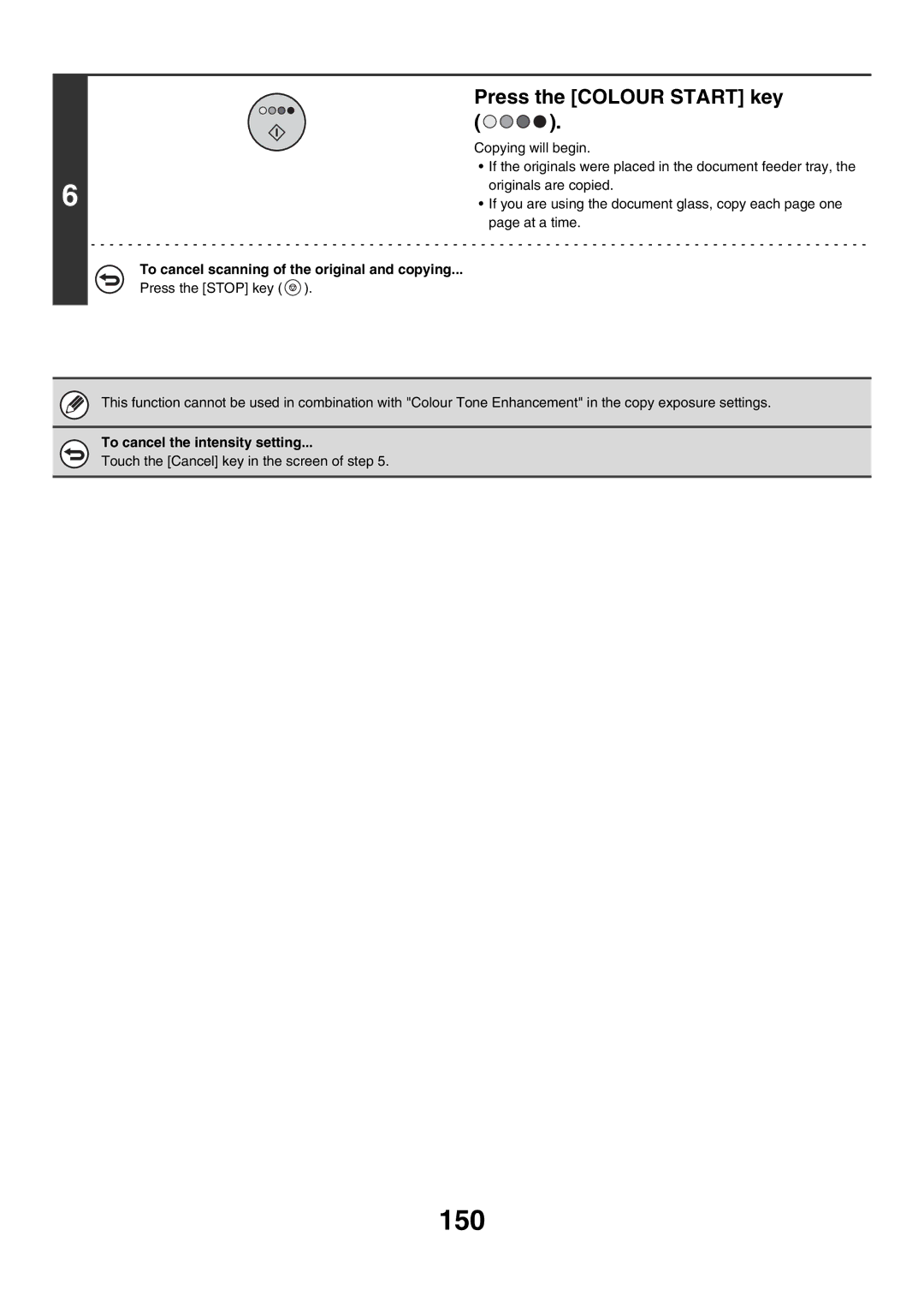 Sharp MX-4500N, MX-4501N, MX-2700N, MX-2300G, MX-3501N, MX-2300N, MX-2700G, MX-3500N manual 150, To cancel the intensity setting 