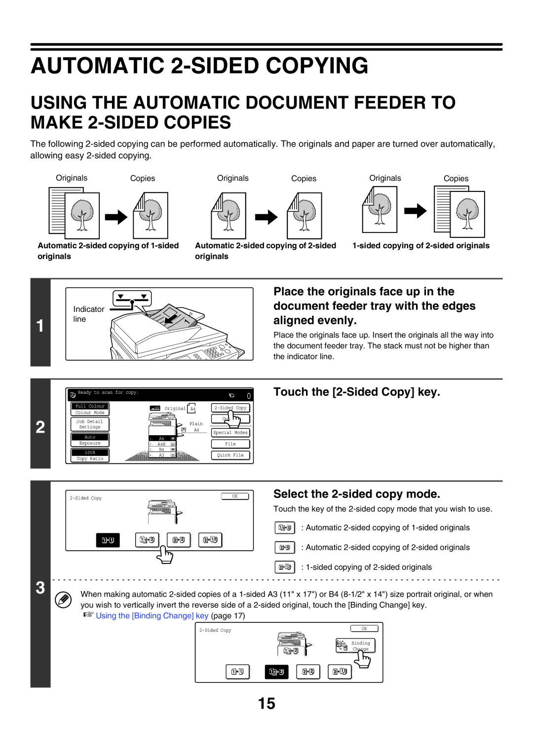 Sharp MX-4501N, MX-2700N, MX-2300G Automatic 2-SIDED Copying, Using the Automatic Document Feeder to Make 2-SIDED Copies 