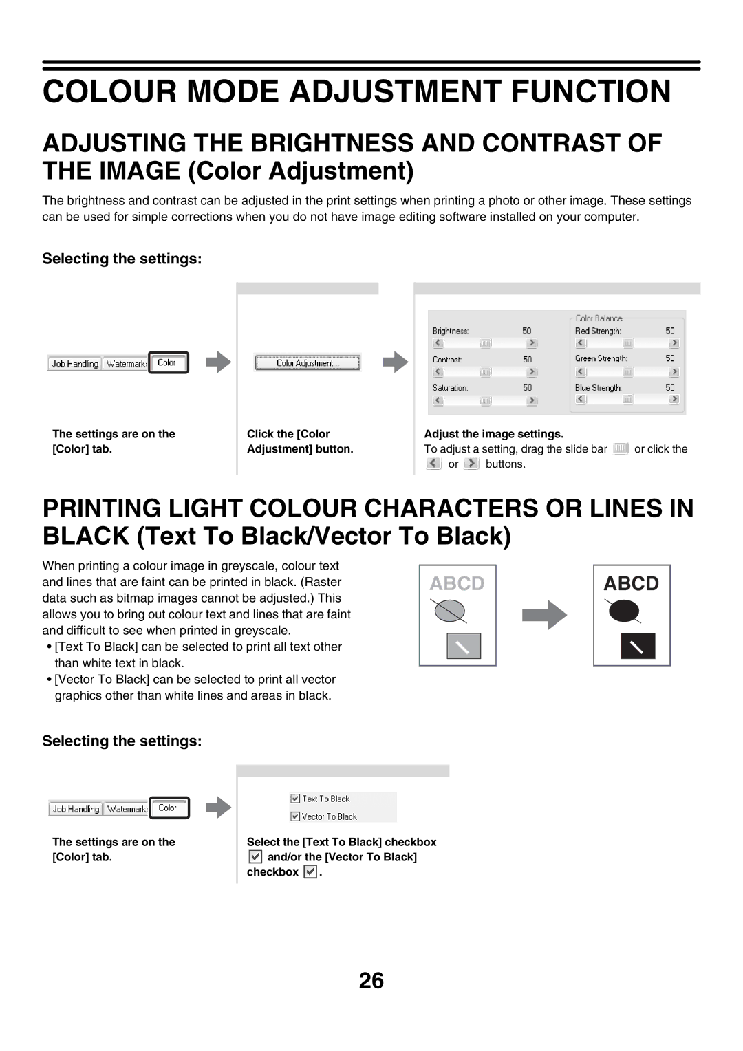 Sharp MX-3501N, MX-4501N, MX-2700N, MX-2300G, MX-2300N, MX-2700G, MX-3500N, MX-4500N manual Colour Mode Adjustment Function, Abcd 