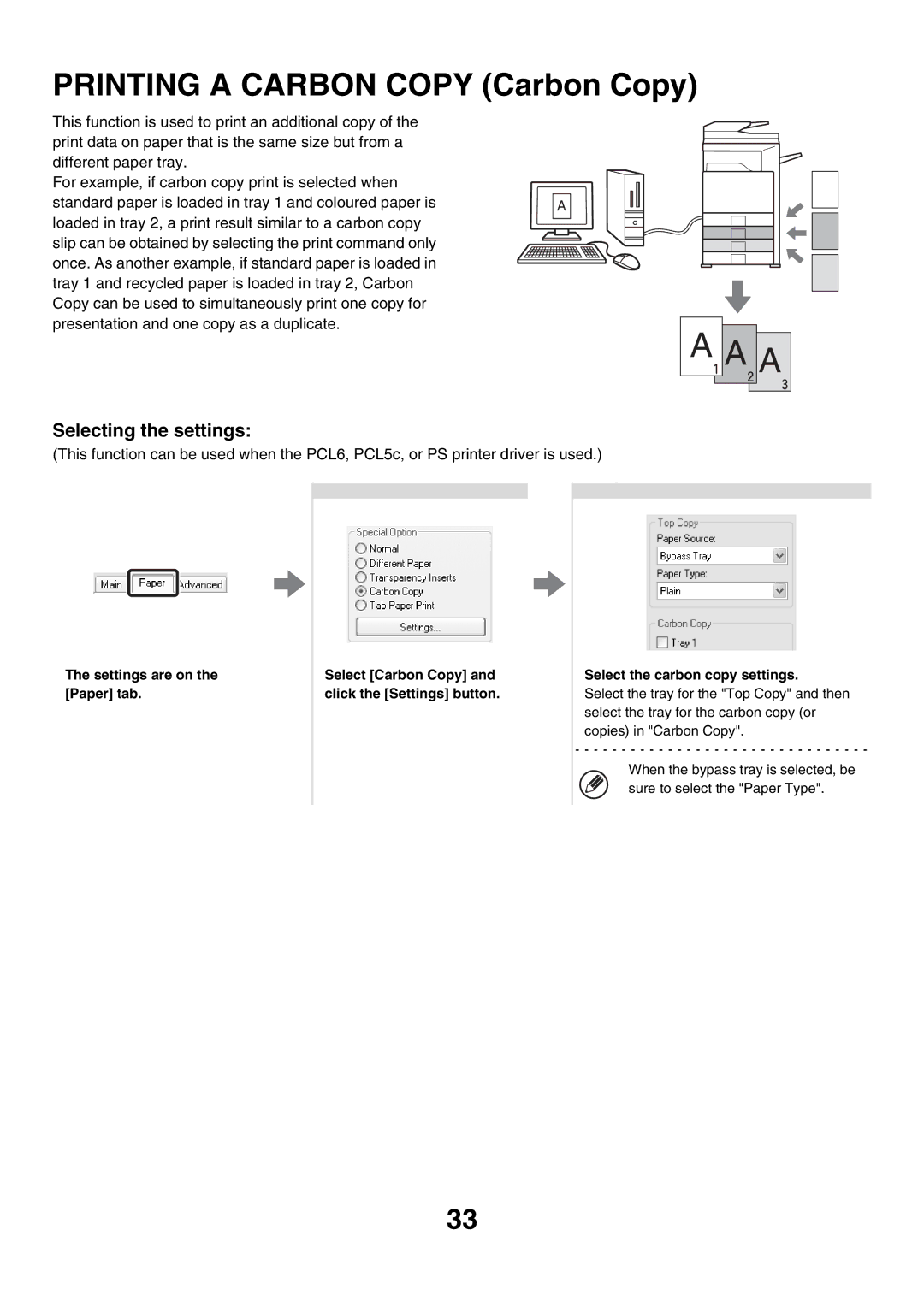 Sharp MX-2300G, MX-4501N, MX-2700N, MX-3501N, MX-2300N, MX-2700G, MX-3500N, MX-4500N manual Printing a Carbon Copy Carbon Copy 