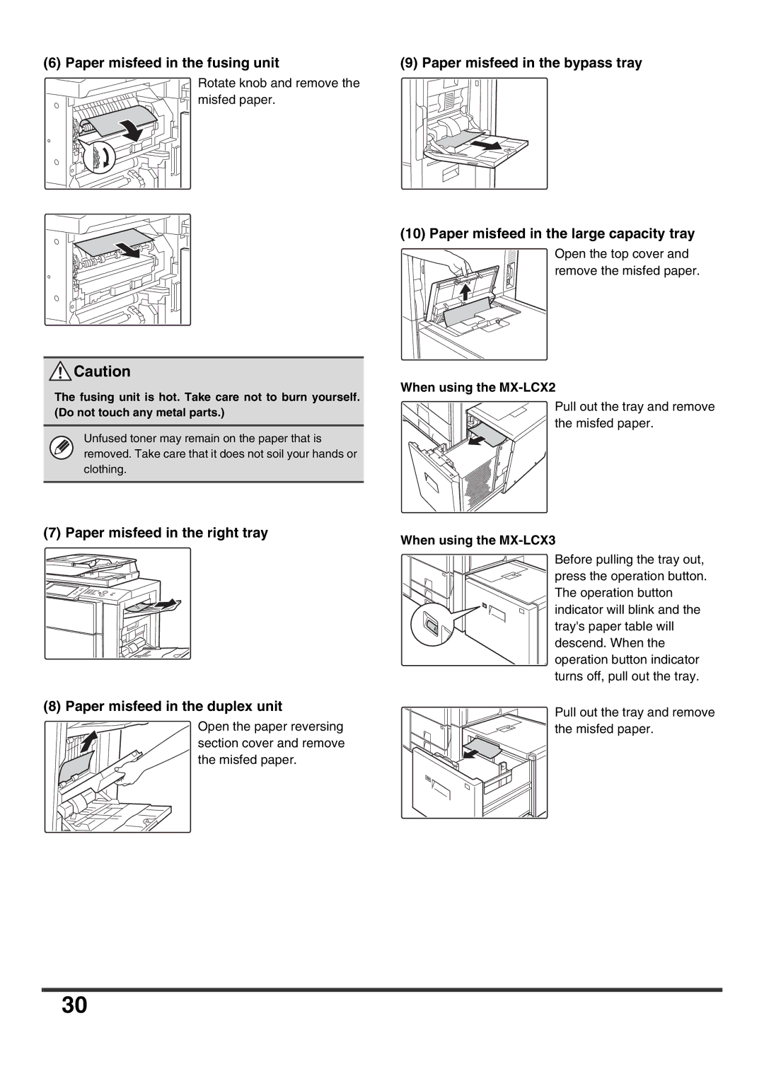 Sharp MX-6201N, MX-6200N, MX-7000N, MX-5500N, MX-7001N specifications When using the MX-LCX2, When using the MX-LCX3 