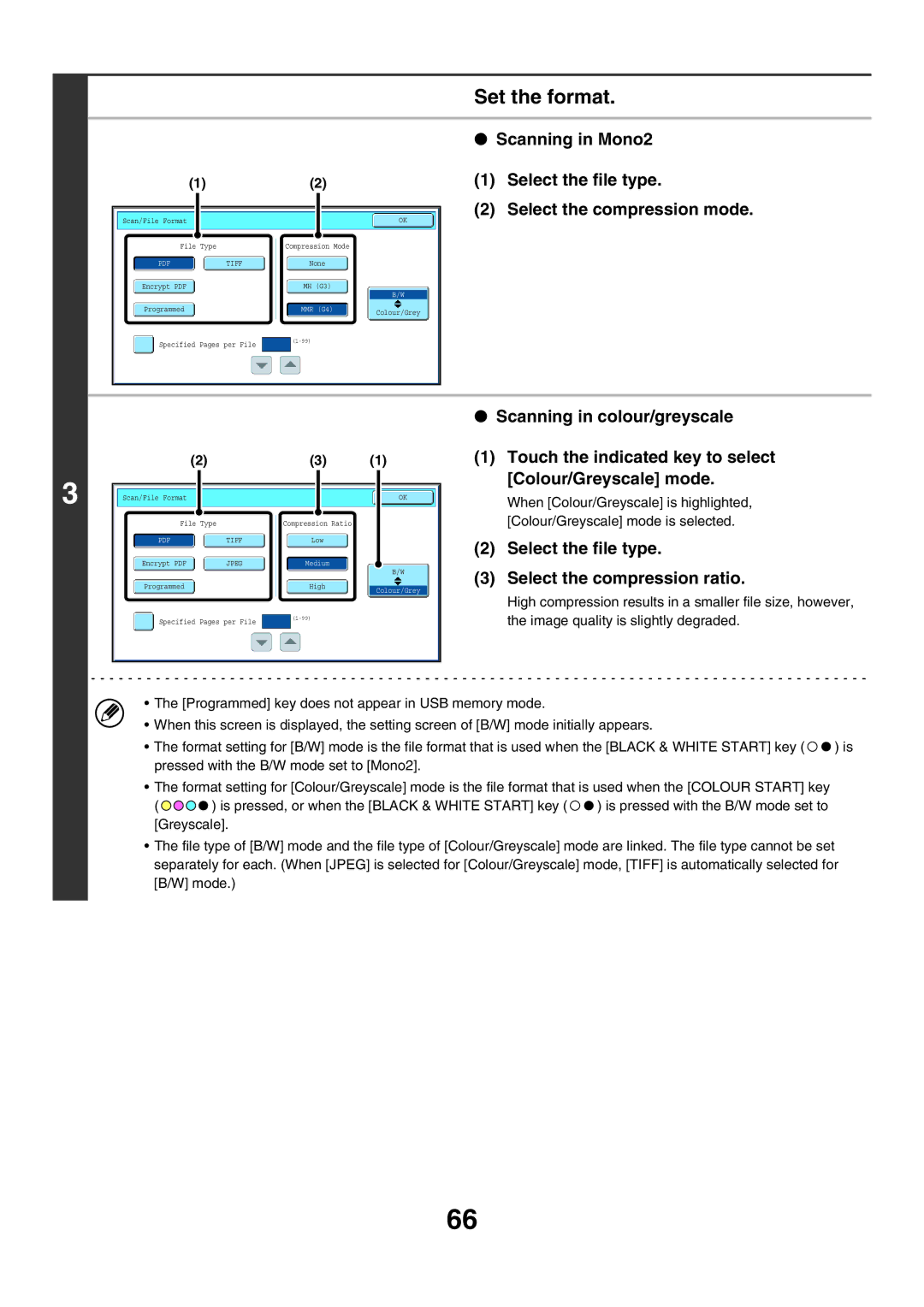 Sharp MX-6200N, MX-7000N, MX-5500N manual Set the format, Select the file type Select the compression ratio 