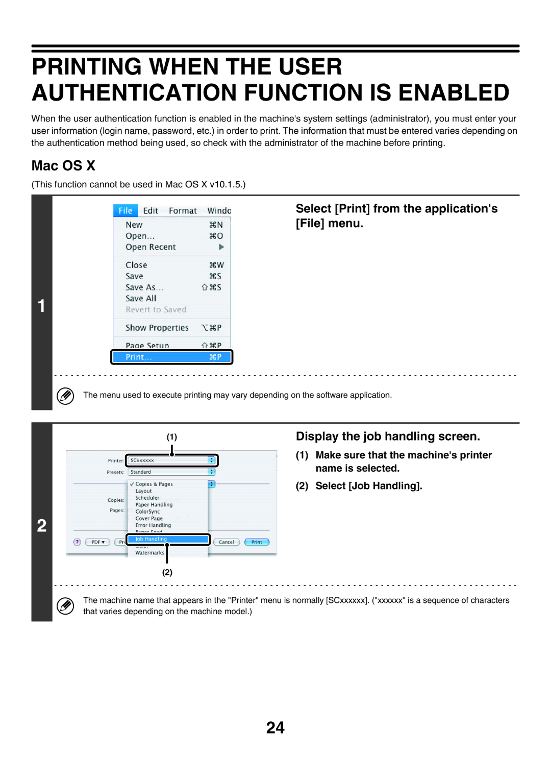 Sharp MX-6200N, MX-7000N, MX-5500N manual Select Print from the applications File menu, Display the job handling screen 