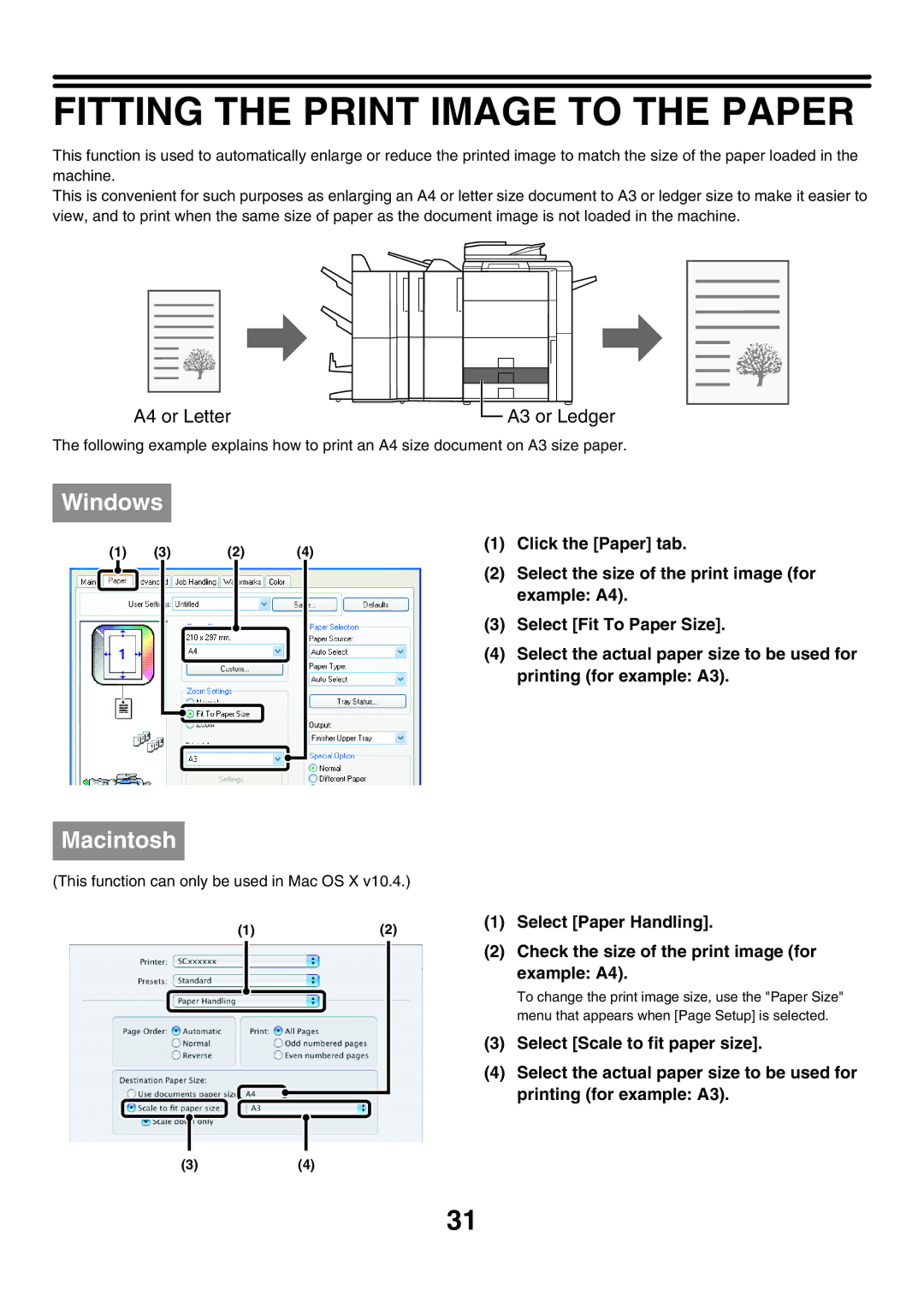 Sharp MX-7000N, MX-6200N, MX-5500N manual Fitting the Print Image to the Paper 