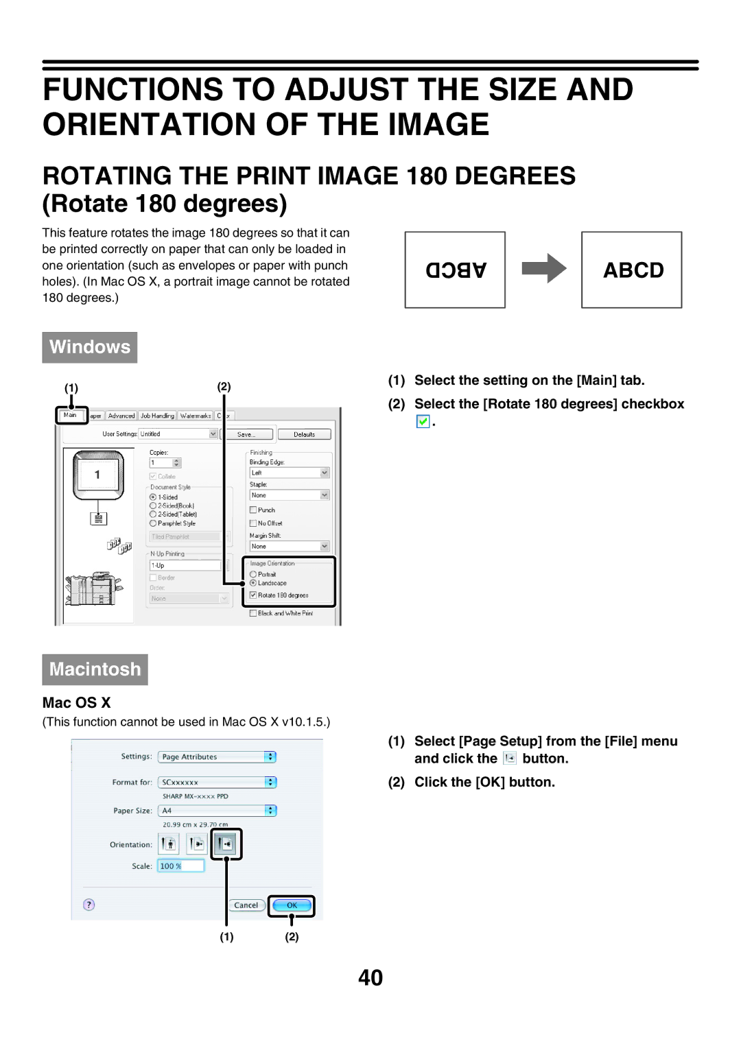 Sharp MX-7000N, MX-6200N, MX-5500N manual Functions to Adjust the Size and Orientation of the Image 