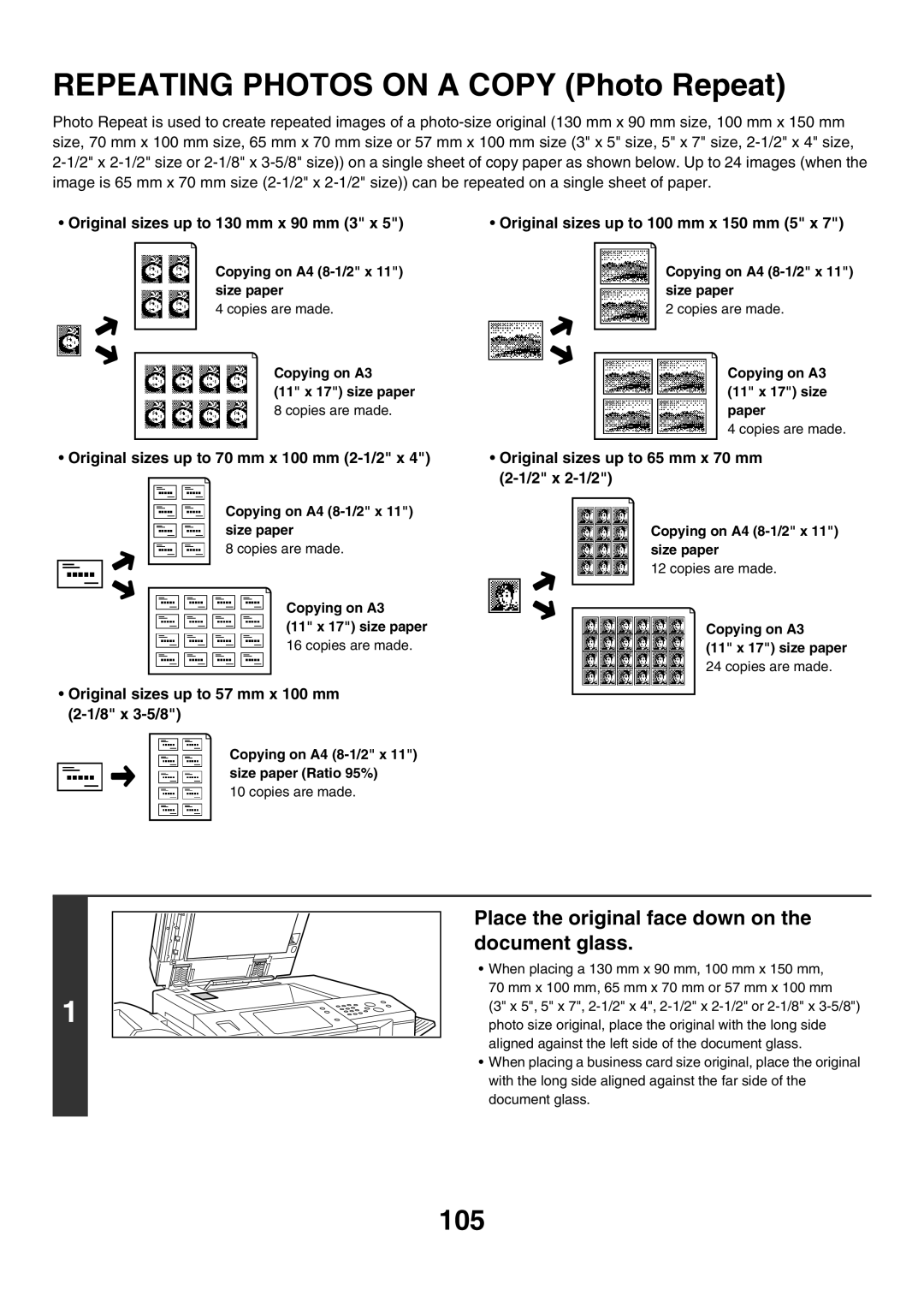 Sharp MX-6200N, MX-7000N, MX-5500N manual Repeating Photos on a Copy Photo Repeat, 105 