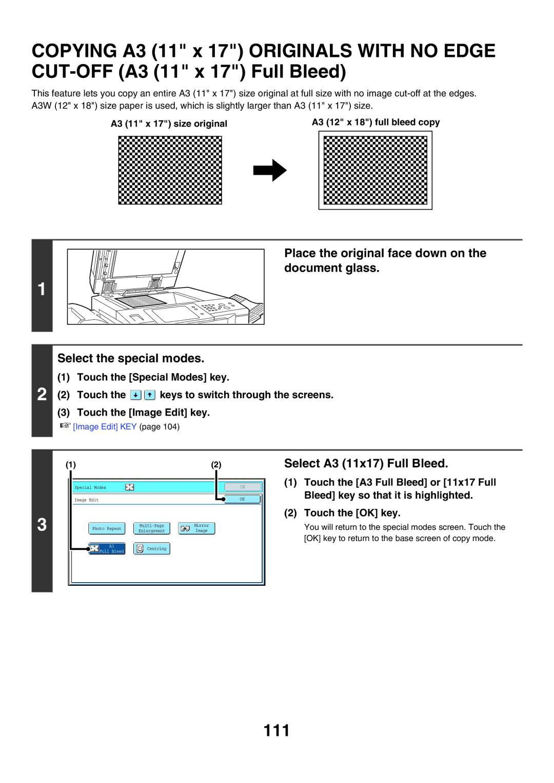 Sharp MX-6200N, MX-7000N, MX-5500N 111, Select A3 11x17 Full Bleed, A3 11 x 17 size original A3 12 x 18 full bleed copy 