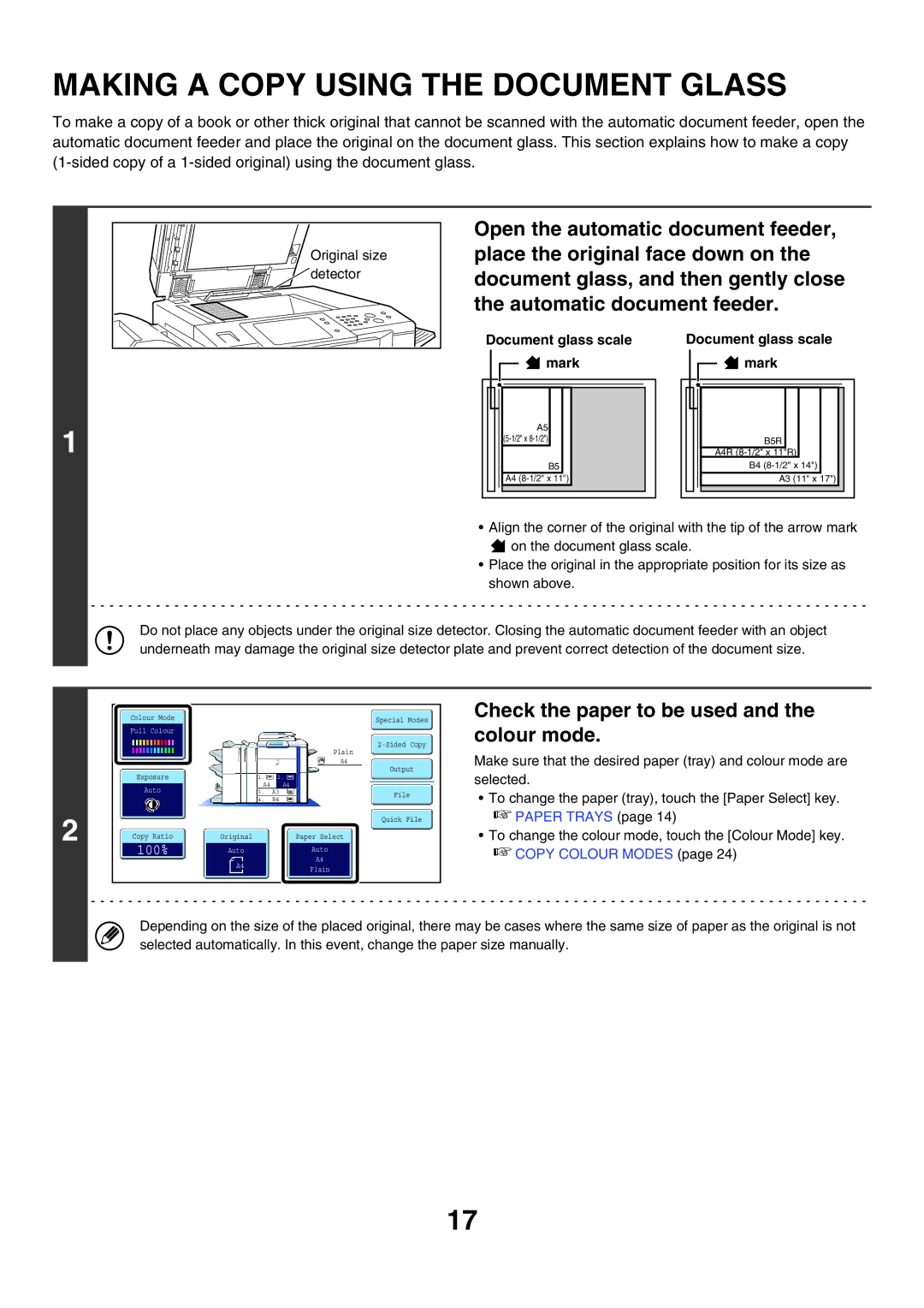 Sharp MX-5500N, MX-6200N, MX-7000N manual Making a Copy Using the Document Glass, Document glass scale 