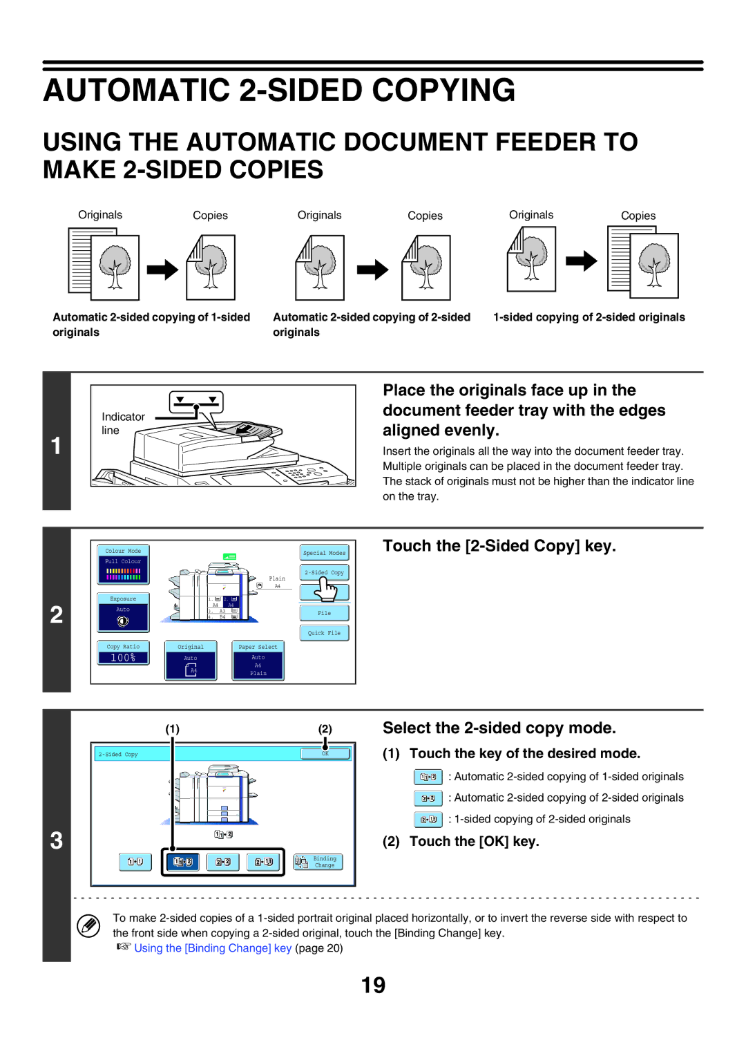 Sharp MX-7000N, MX-6200N, MX-5500N Automatic 2-SIDED Copying, Using the Automatic Document Feeder to Make 2-SIDED Copies 