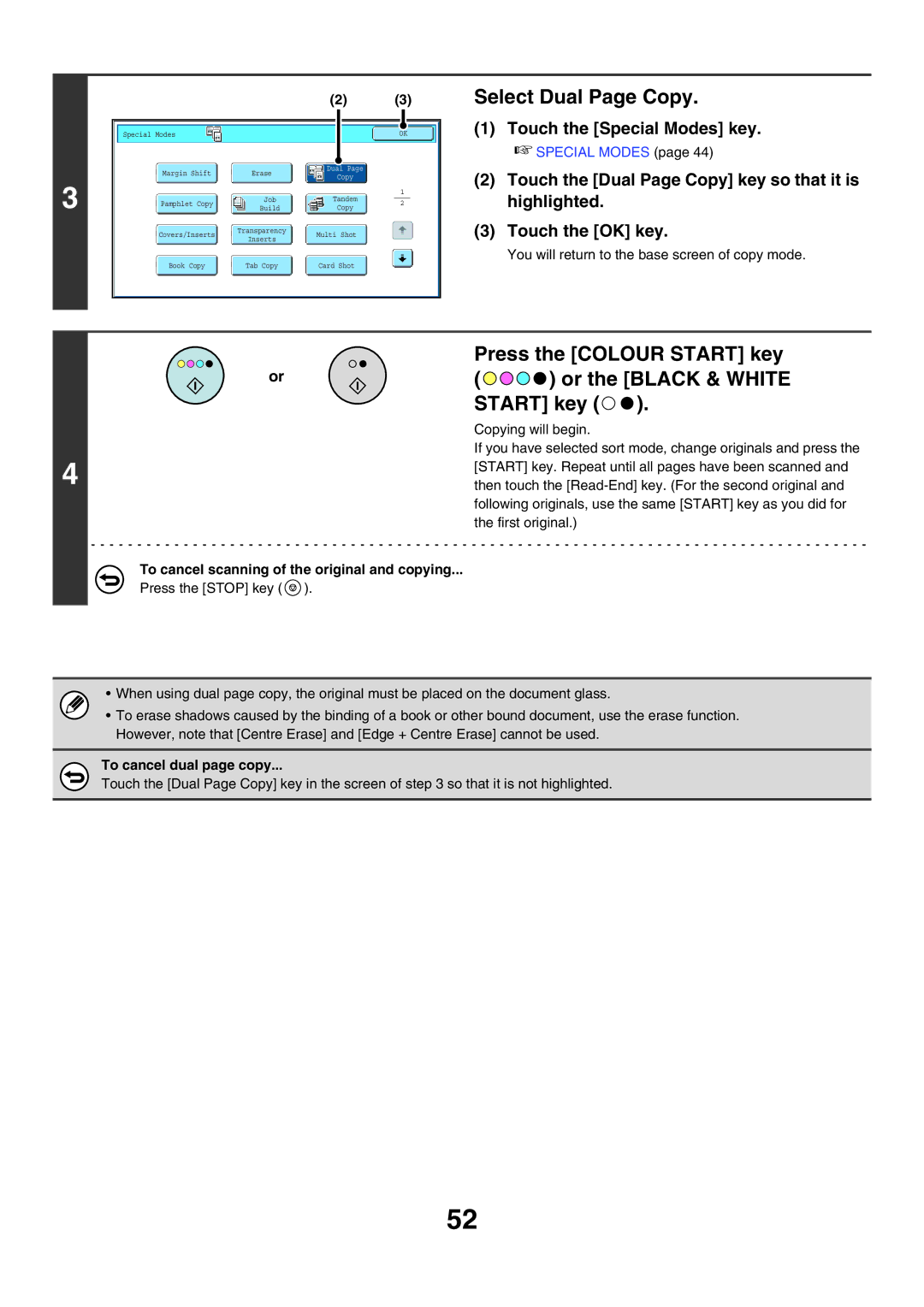 Sharp MX-7000N, MX-6200N, MX-5500N manual Select Dual Page Copy, To cancel dual page copy 