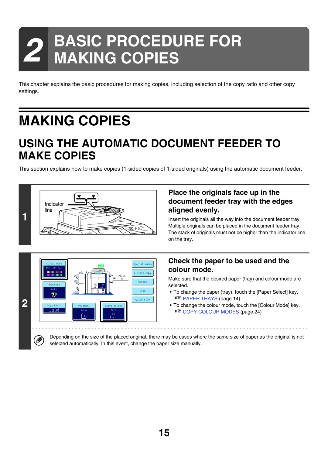 Sharp MX-6200N, MX-7000N manual Basic Procedure For Making Copies, Using The Automatic Document Feeder To Make Copies, 100% 