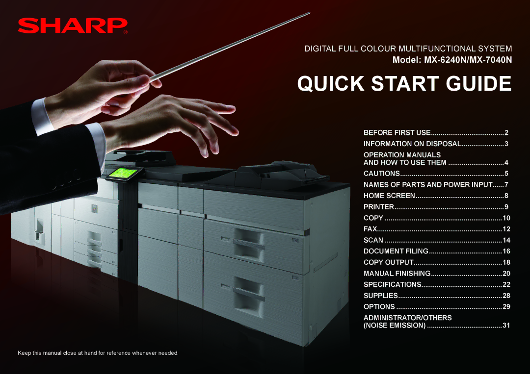 Sharp MX-6240N, MX-7040N quick start Quick Start Guide 