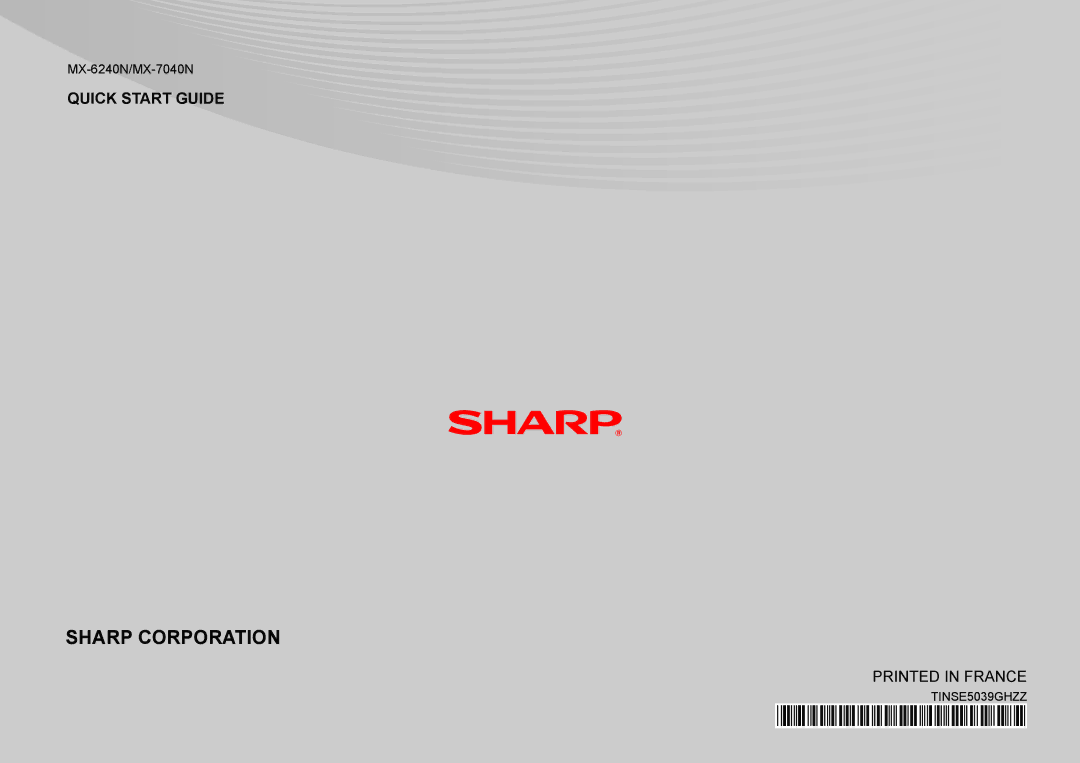 Sharp MX-7040N, MX-6240N quick start Sharp Corporation 