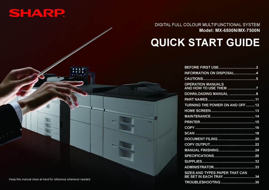 Sharp MX-6500N, MX-7500N quick start Quick Start Guide 
