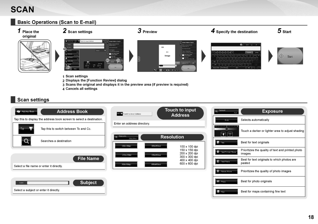 Sharp MX-7500N, MX-6500N quick start Basic Operations Scan to E-mail, Scan settings 