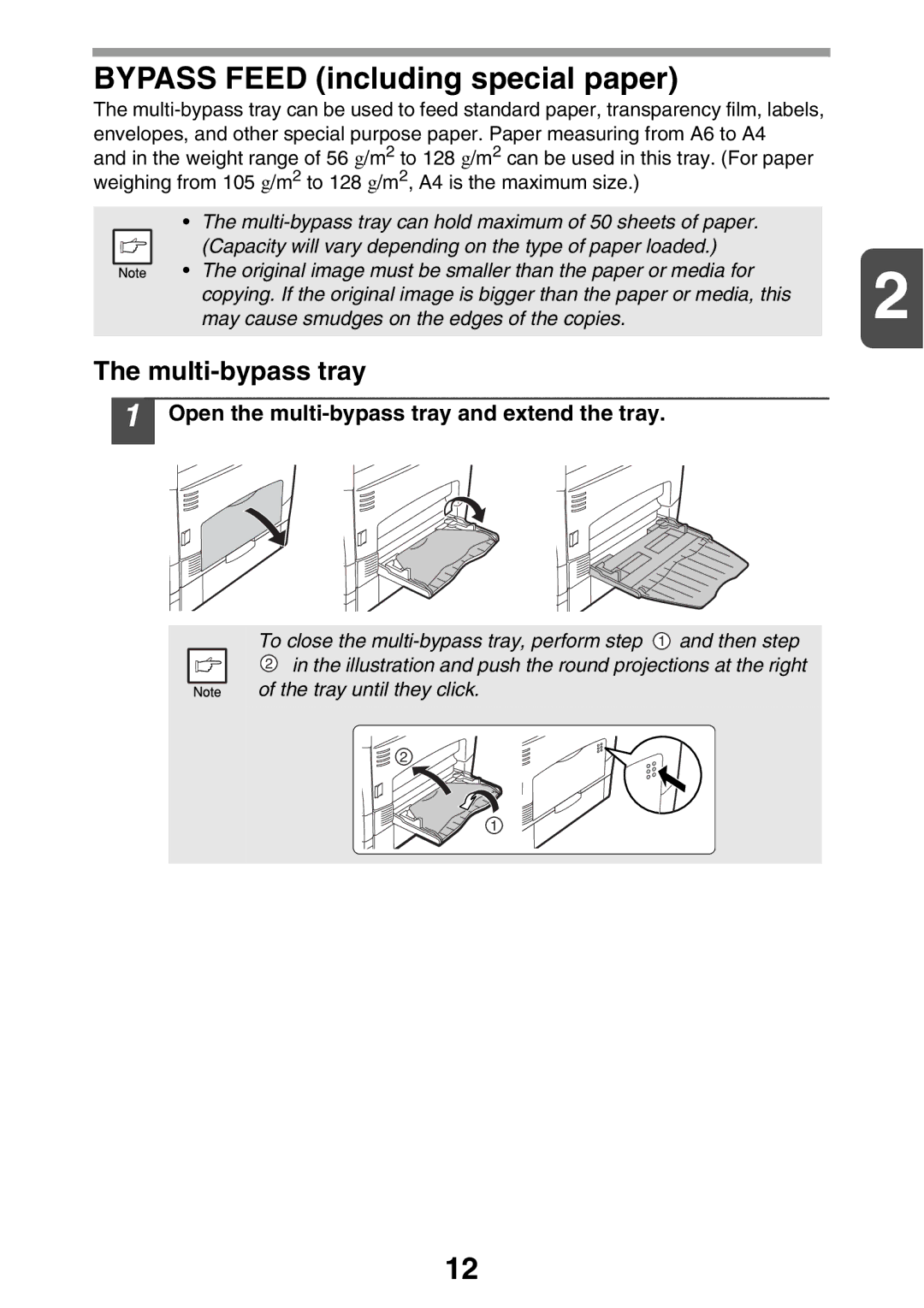 Sharp MX-B200 manual Multi-bypass tray, Open the multi-bypass tray and extend the tray 