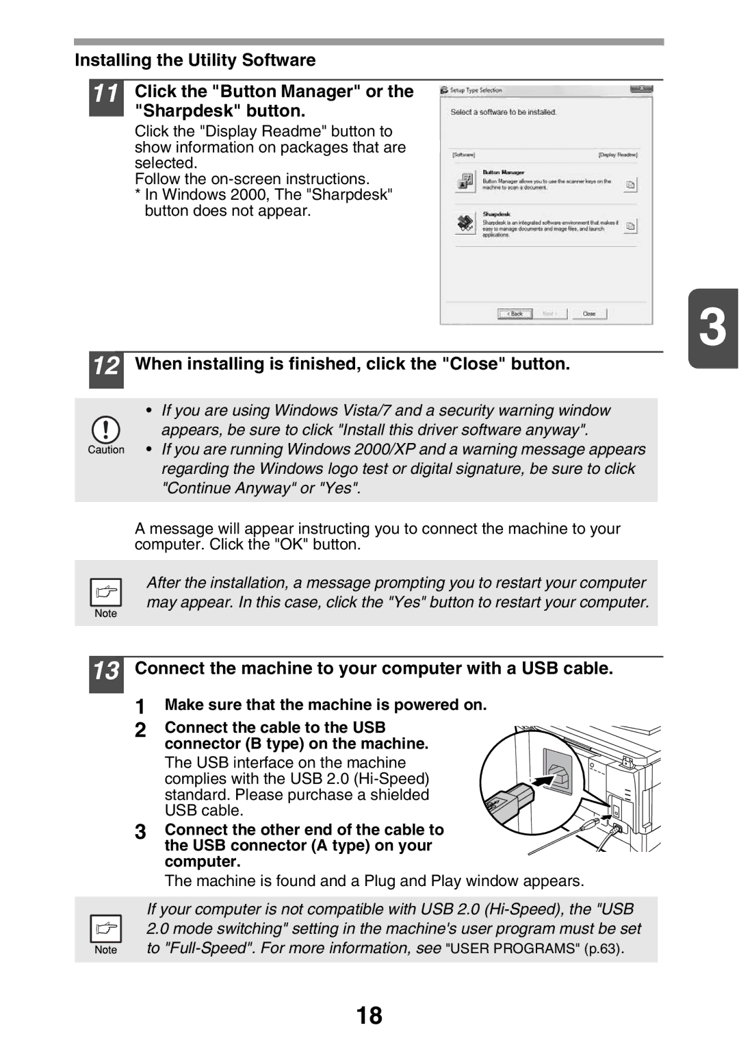 Sharp MX-B200 When installing is finished, click the Close button, Connect the machine to your computer with a USB cable 