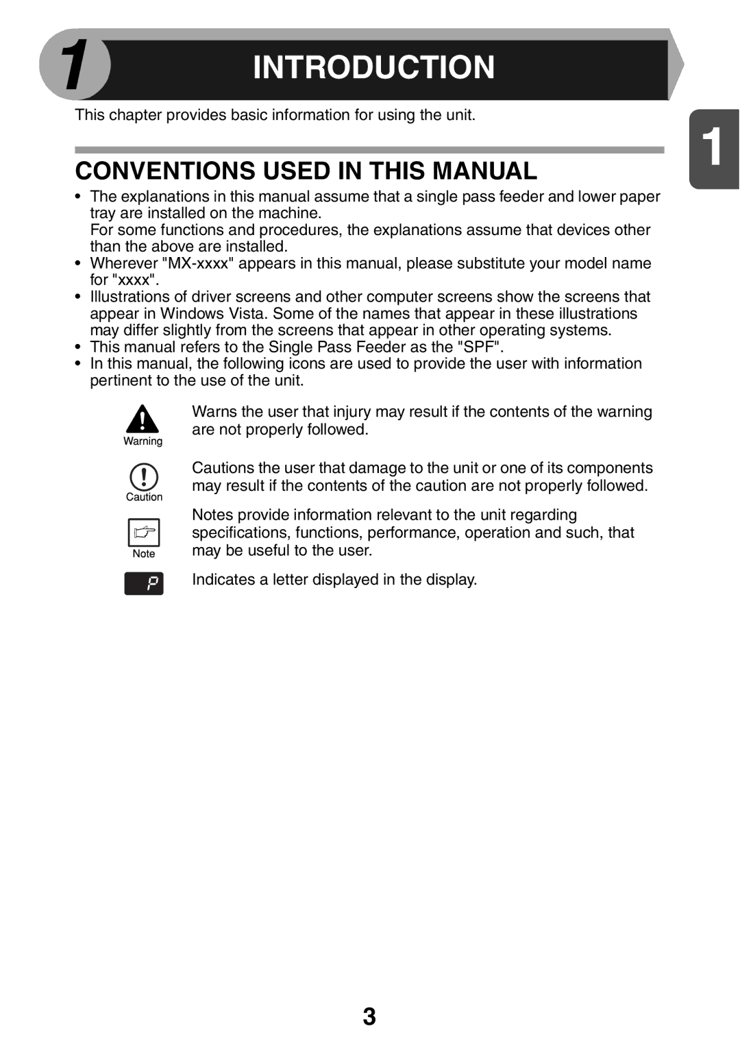 Sharp MX-B200 manual Introduction, Conventions Used in this Manual 