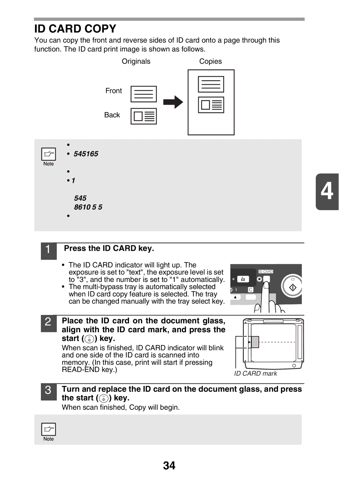 Sharp MX-B200 manual ID Card Copy, Press the ID Card key 