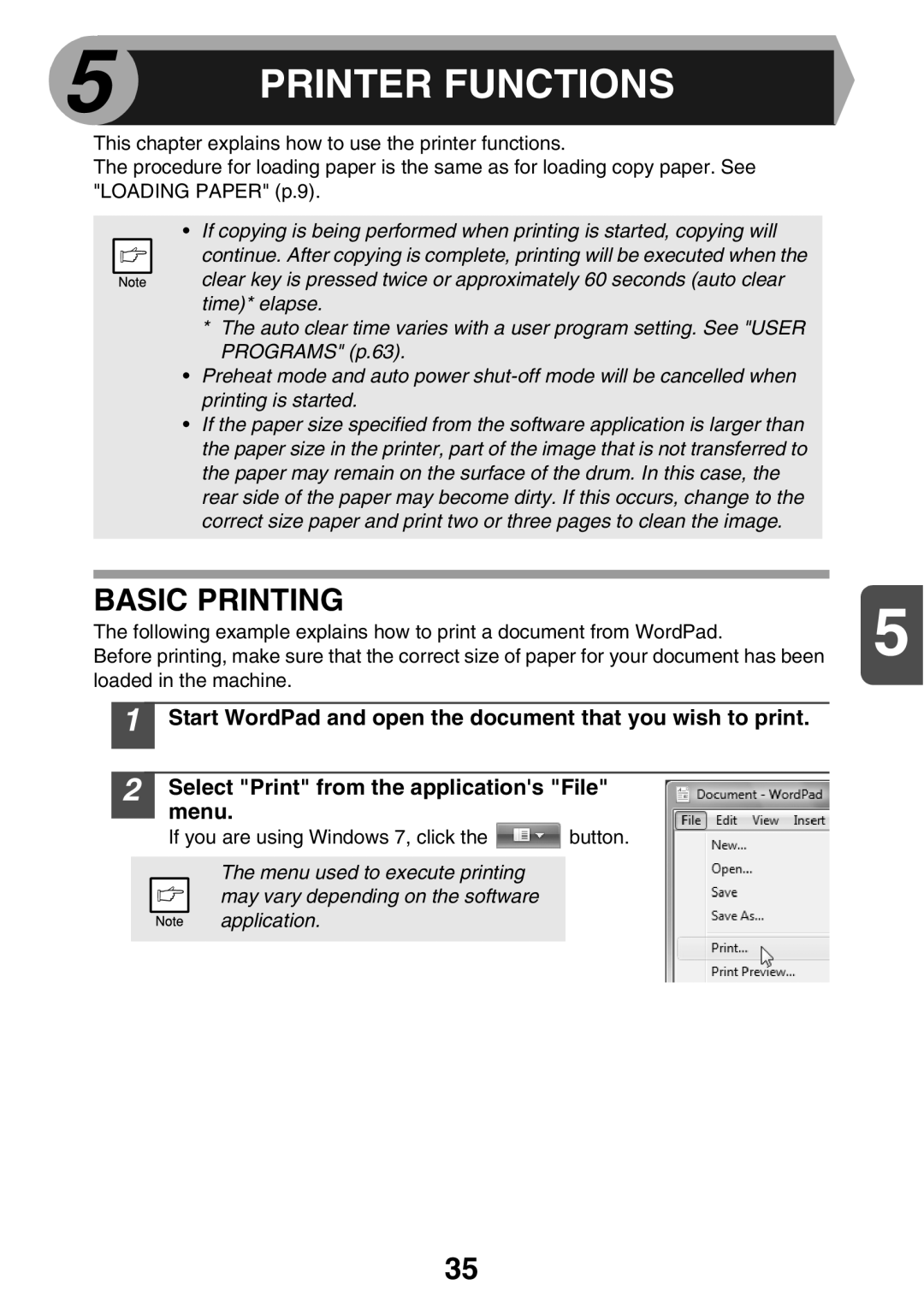 Sharp MX-B200 manual Printer Functions, Basic Printing 