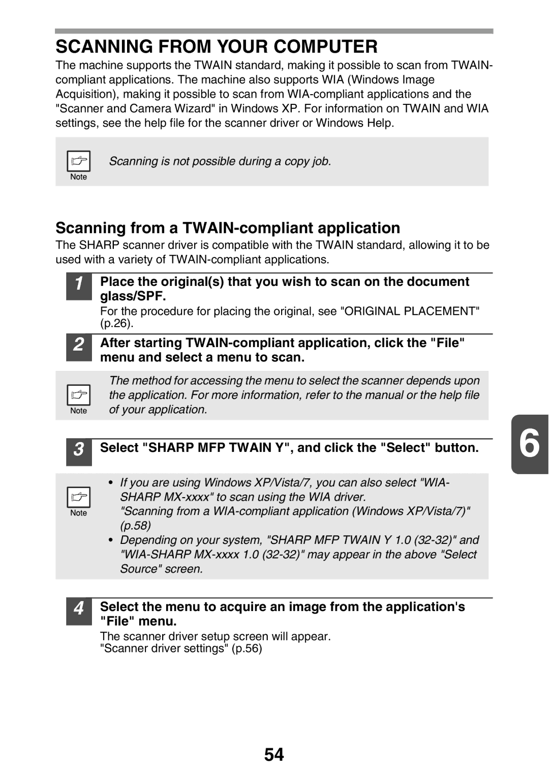 Sharp MX-B200 manual Scanning from Your Computer, Scanning from a TWAIN-compliant application 