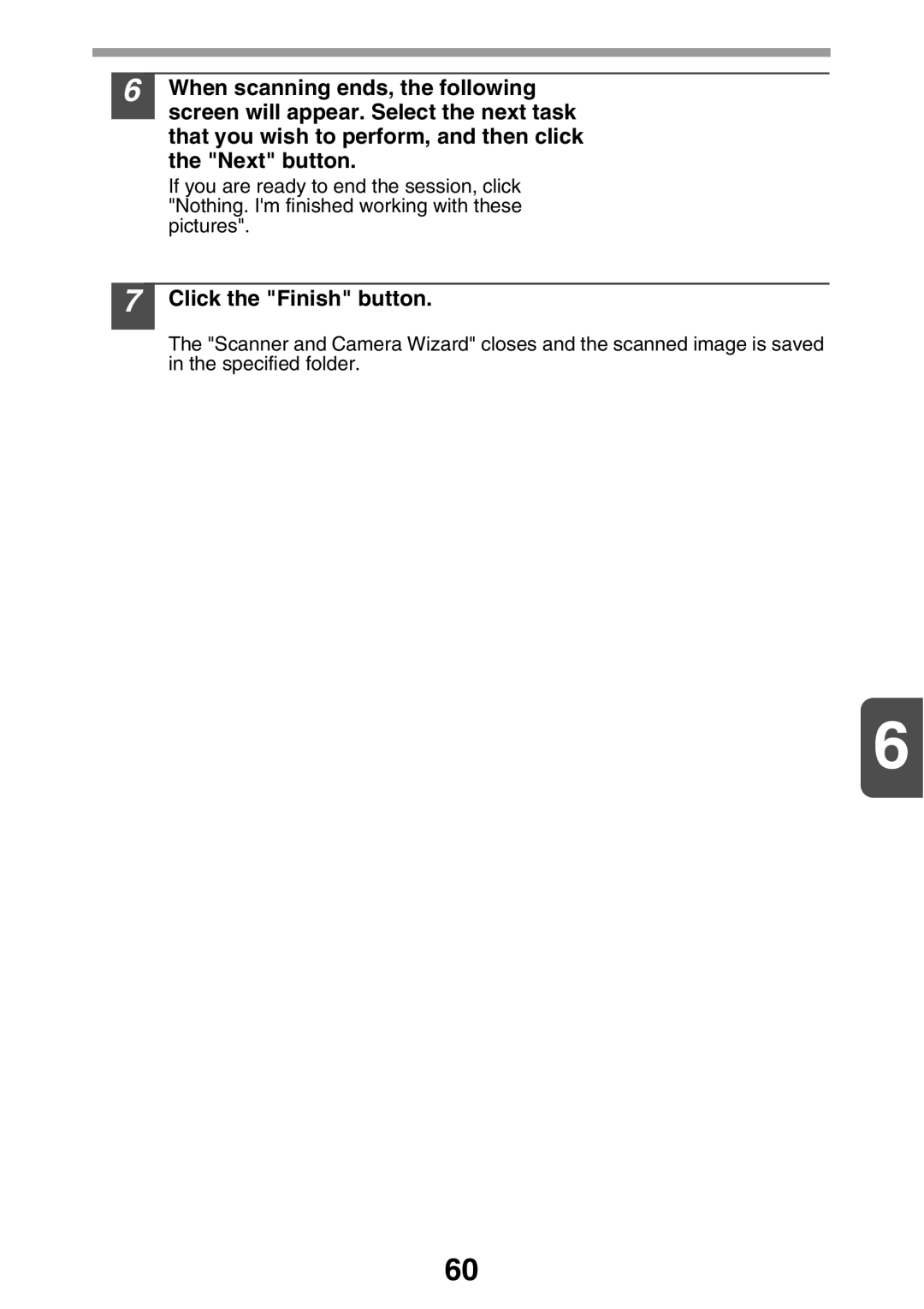 Sharp MX-B200 manual When scanning ends, the following, Screen will appear. Select the next task, Next button 