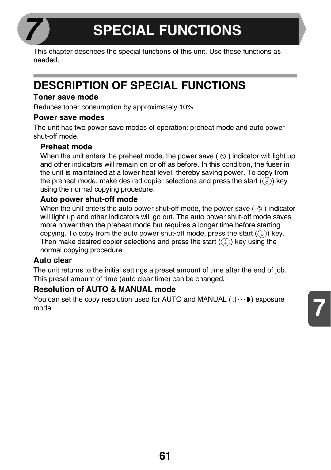 Sharp MX-B200 manual Description of Special Functions 