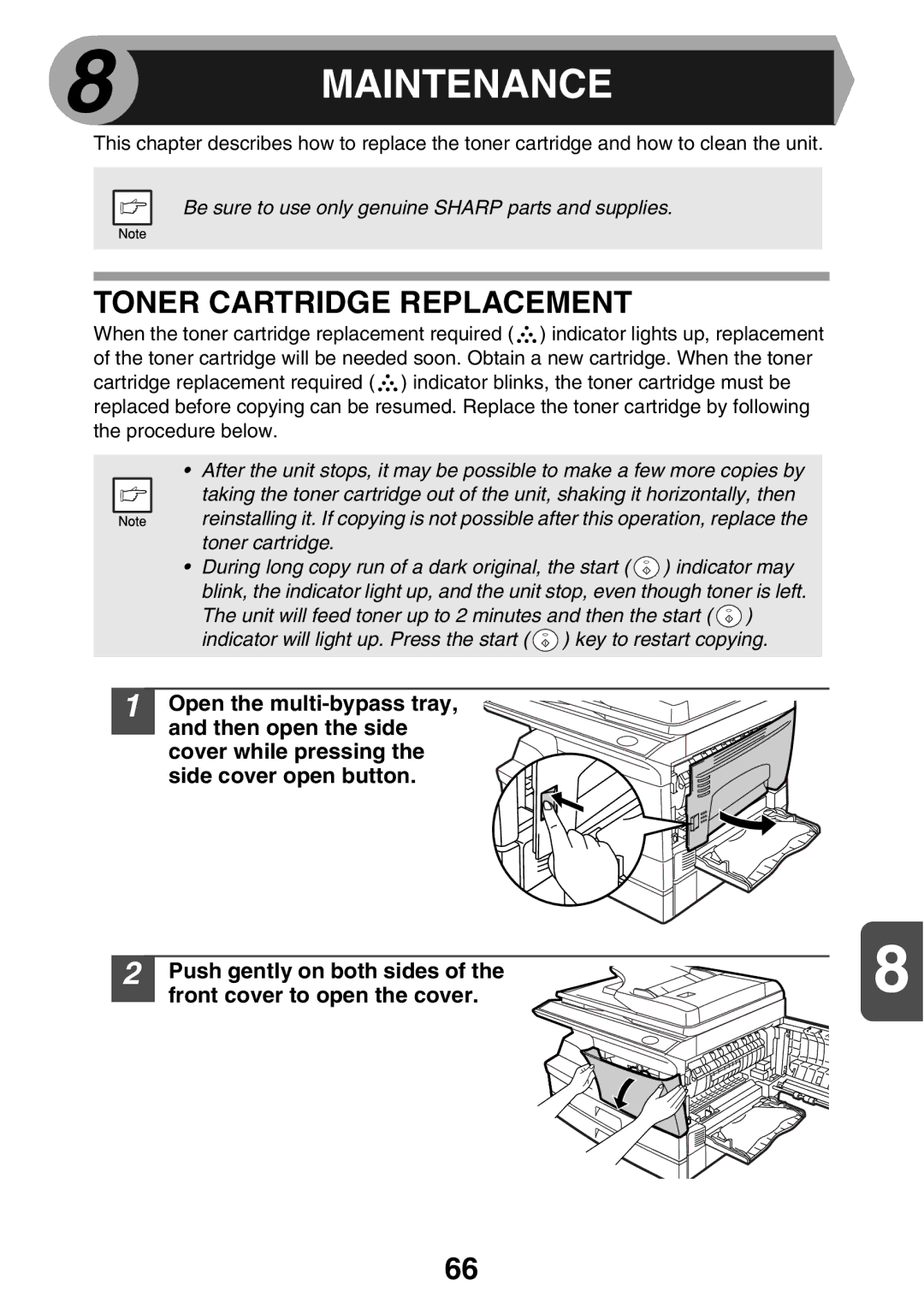 Sharp MX-B200 manual Maintenance, Toner Cartridge Replacement 