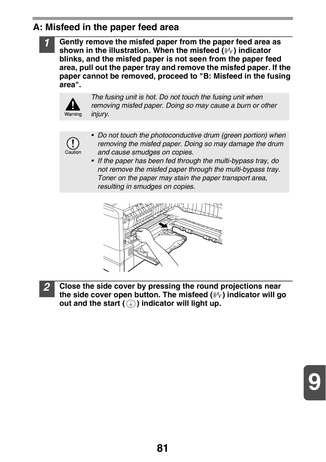 Sharp MX-B200 manual Misfeed in the paper feed area 