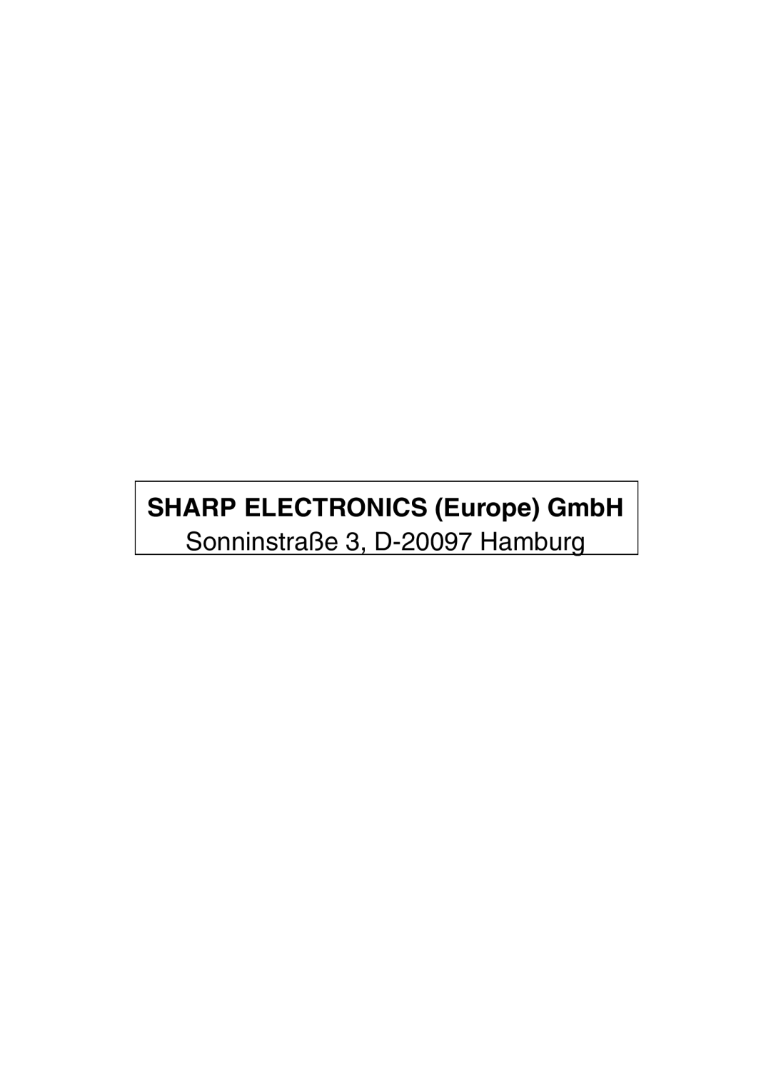 Sharp MX-B200 manual SHARP ELECTRONICS Europe GmbH, Sonninstraße 3, D-20097 Hamburg 