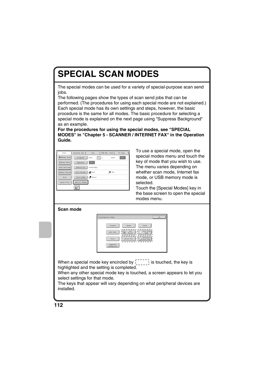 Sharp MX-B401, TINSE4377FCZZ quick start Special Scan Modes, Scan mode 