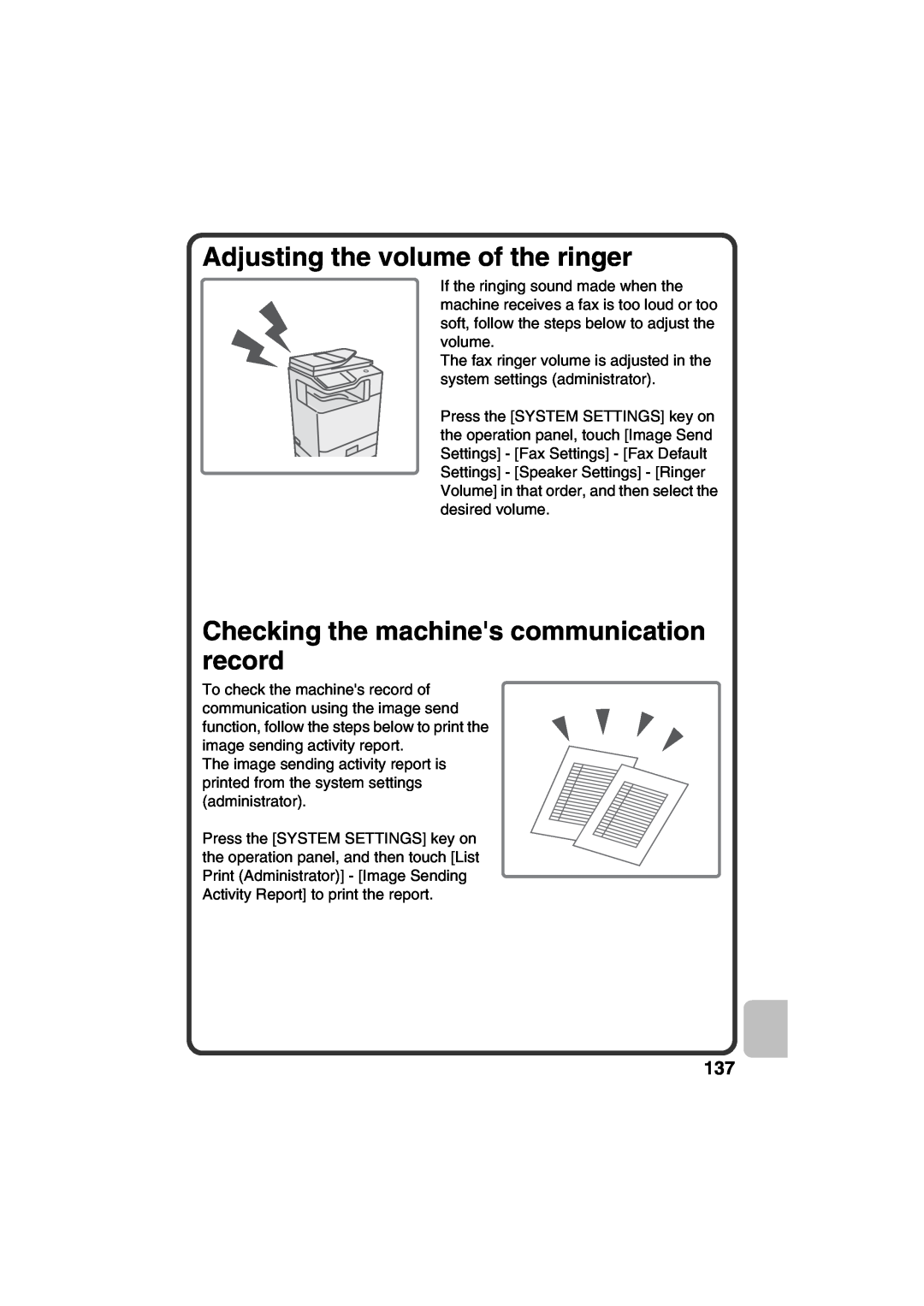 Sharp TINSE4377FCZZ, MX-B401 quick start Adjusting the volume of the ringer, Checking the machines communication record 