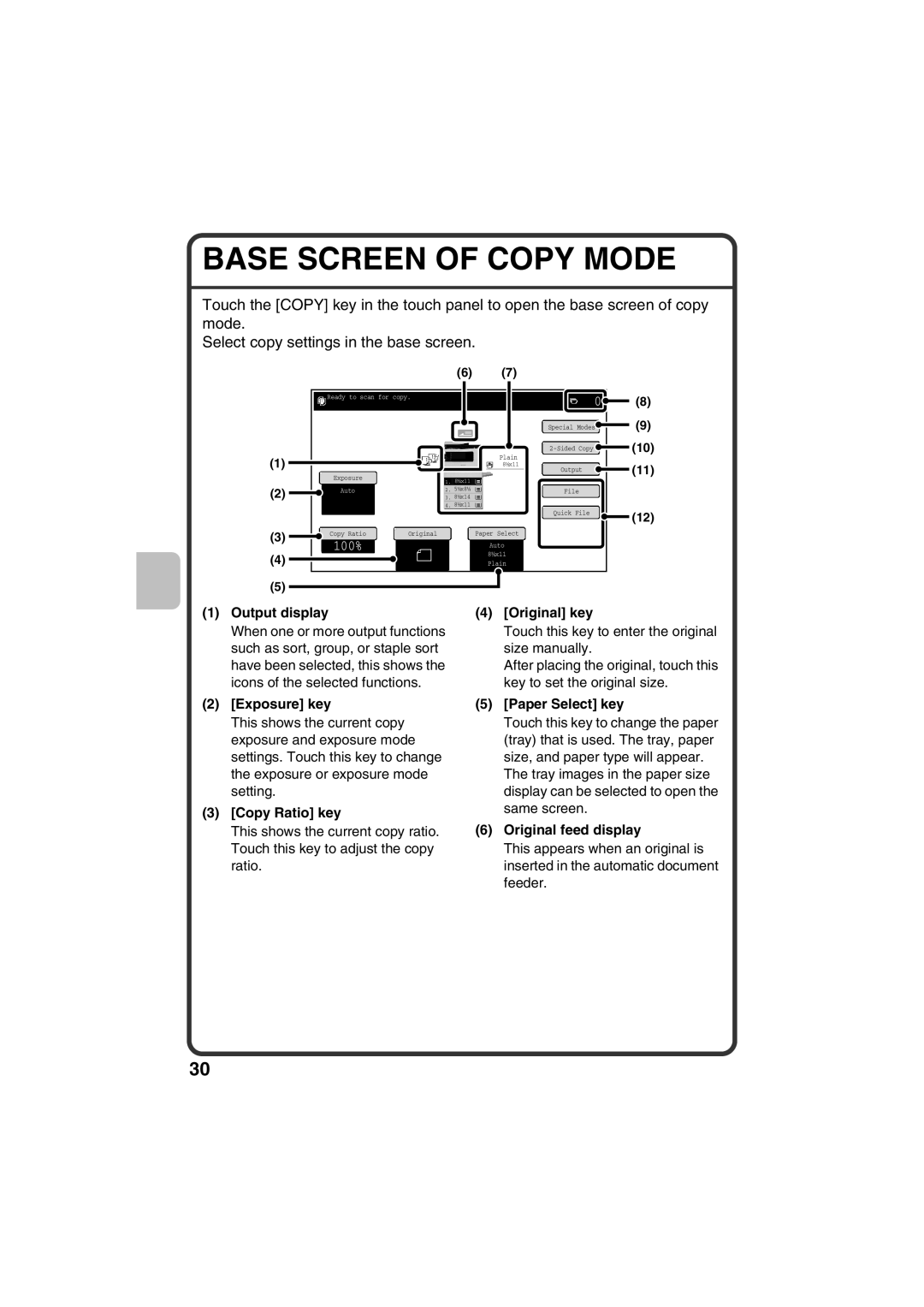 Sharp MX-B401, TINSE4377FCZZ quick start Base Screen Of Copy Mode, Select copy settings in the base screen 