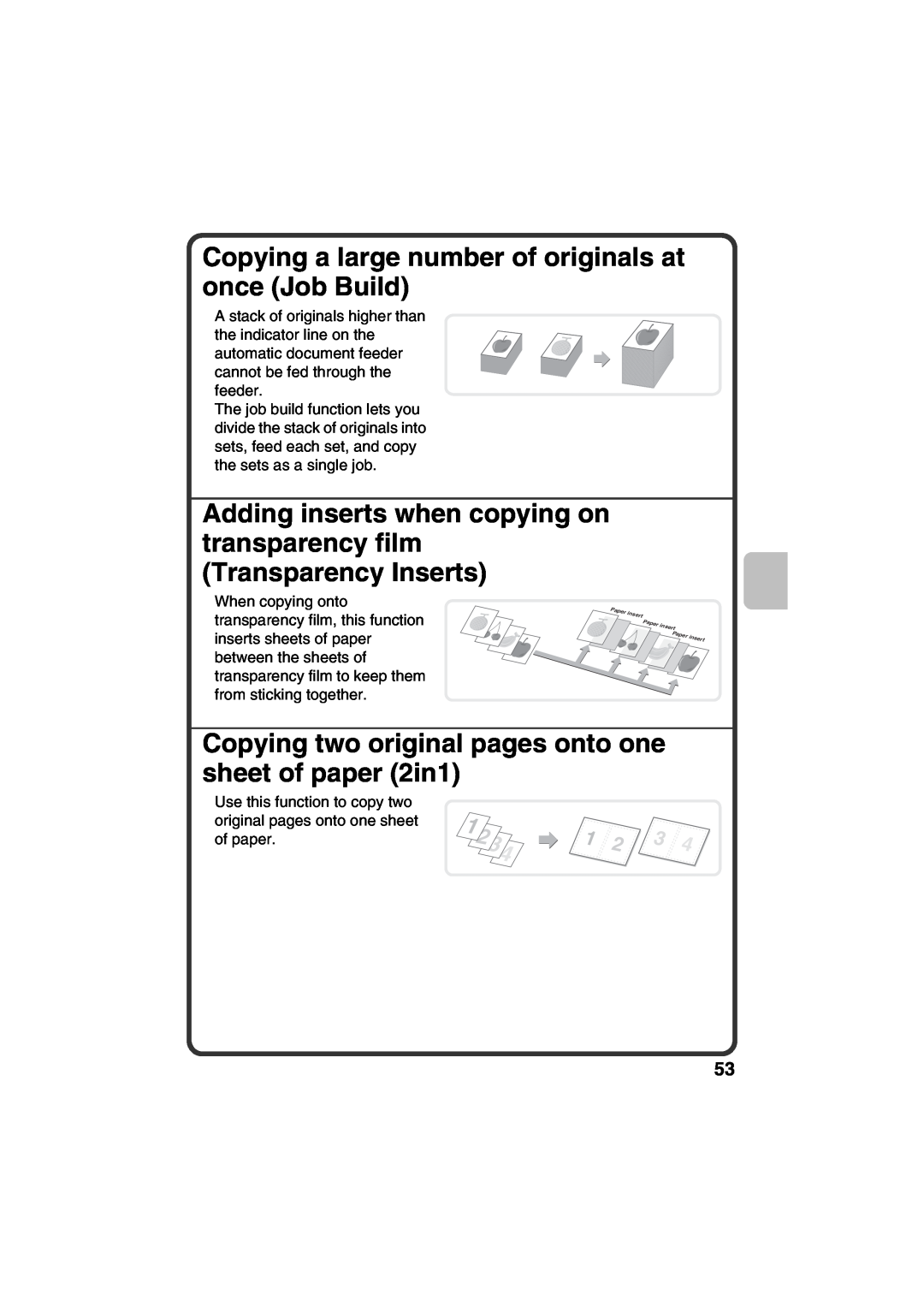 Sharp TINSE4377FCZZ, MX-B401 quick start Copying a large number of originals at once Job Build 