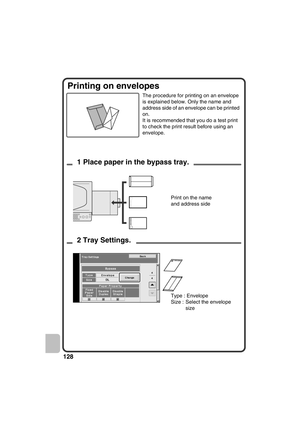 Sharp MX-C380, MX-C310, MX-C400 quick start Printing on envelopes 