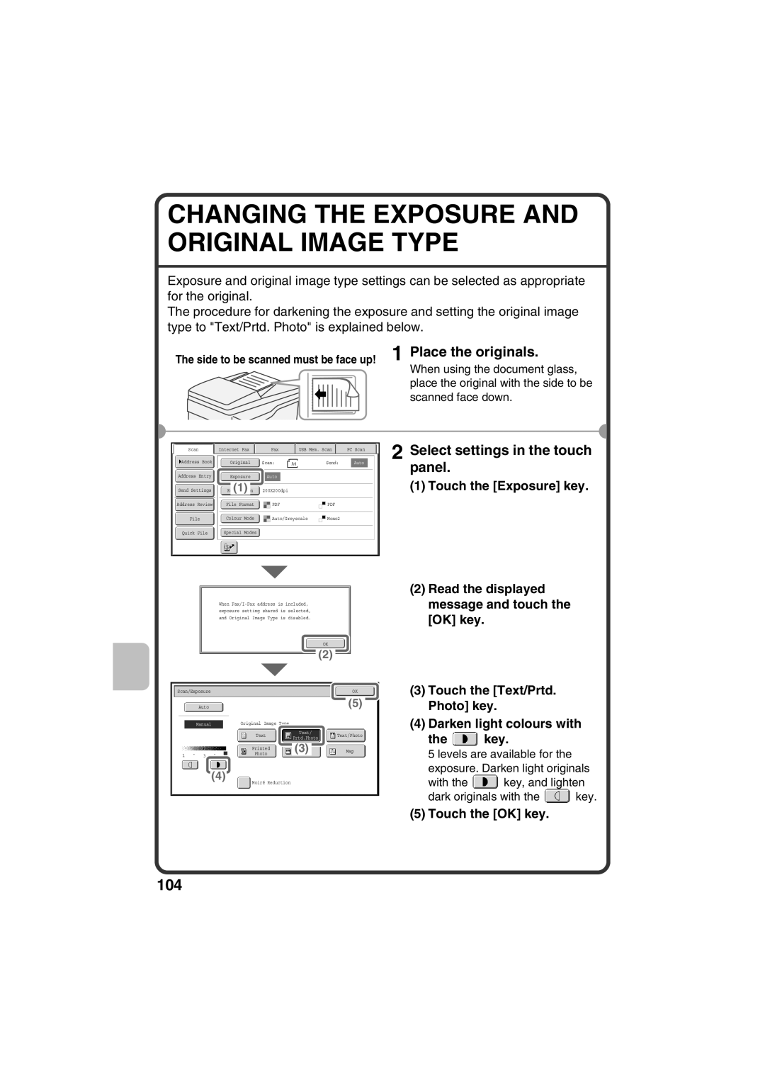 Sharp MX-C311, MX-C381 quick start Changing the Exposure and Original Image Type, Modes 