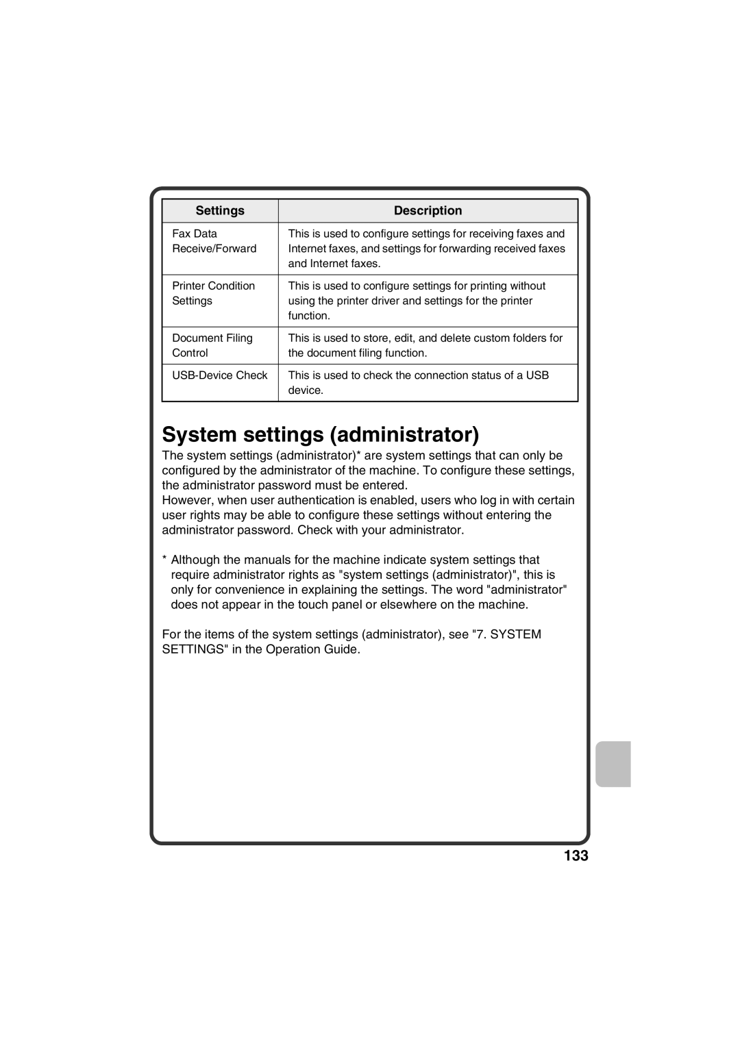 Sharp MX-C381, MX-C311 quick start System settings administrator 