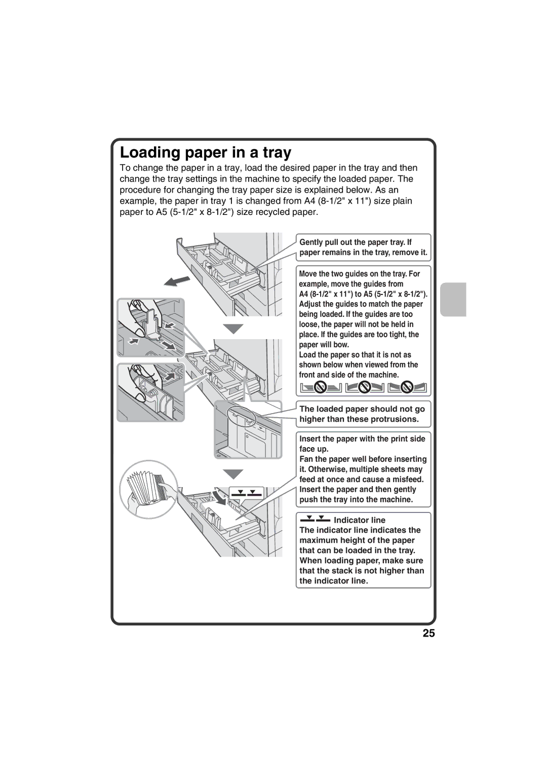 Sharp MX-C381, MX-C311 quick start Loading paper in a tray 