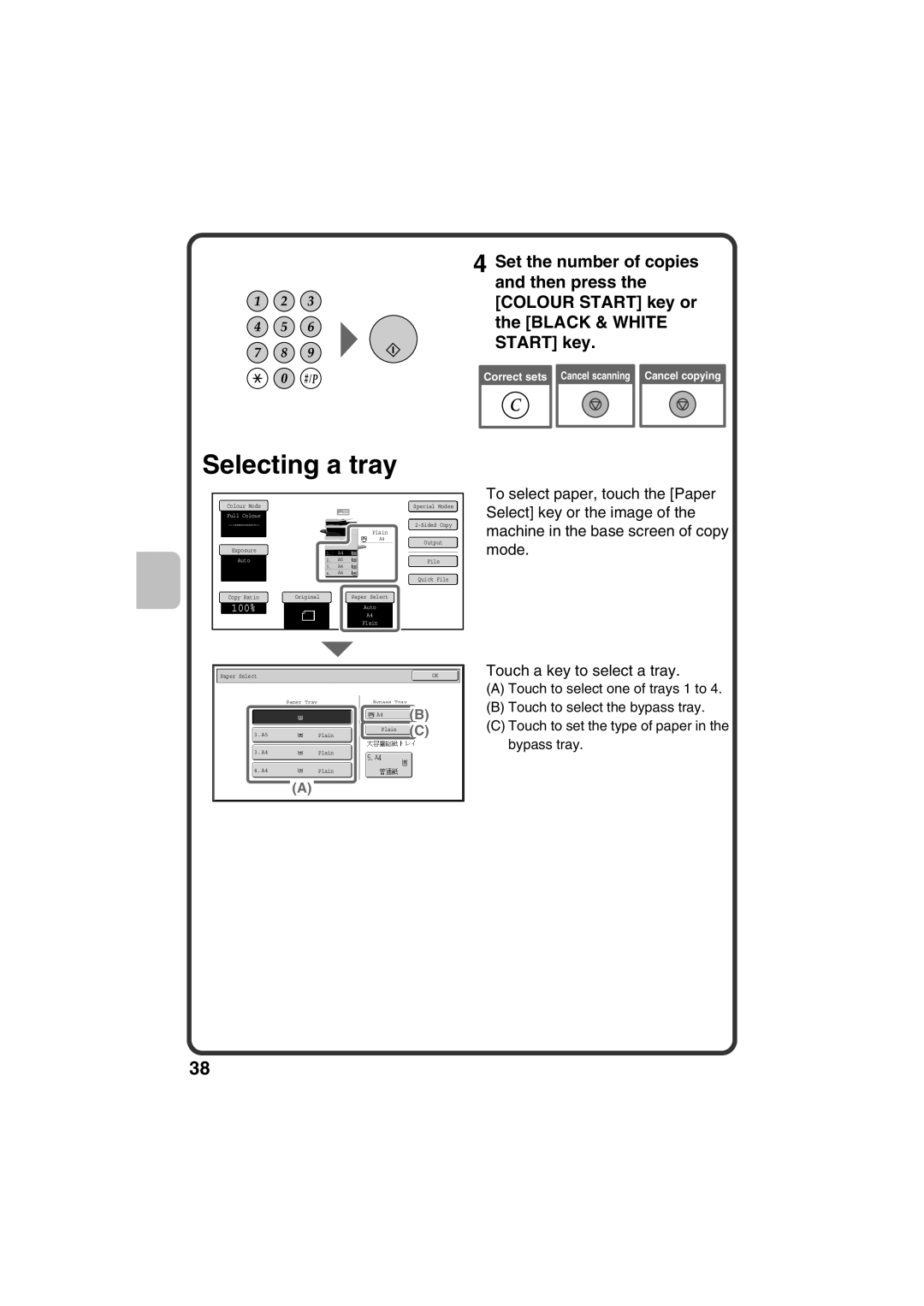 Sharp MX-C311, MX-C381 quick start Selecting a tray 