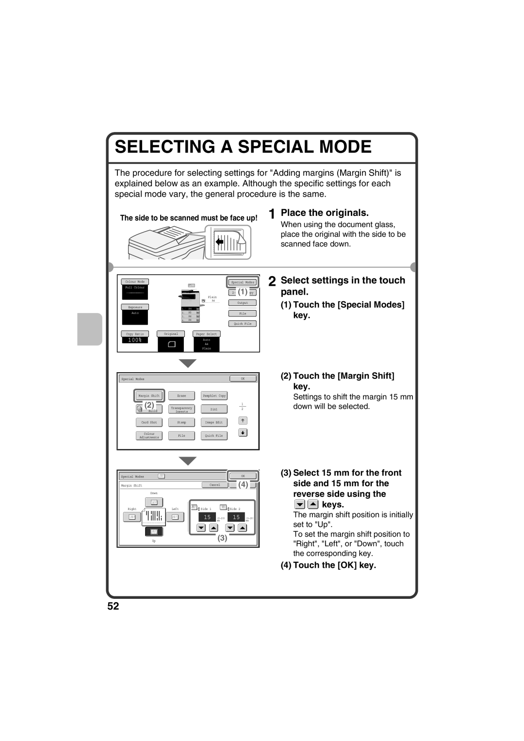 Sharp MX-C311, MX-C381 quick start Selecting a Special Mode, Select settings in the touch, Panel 