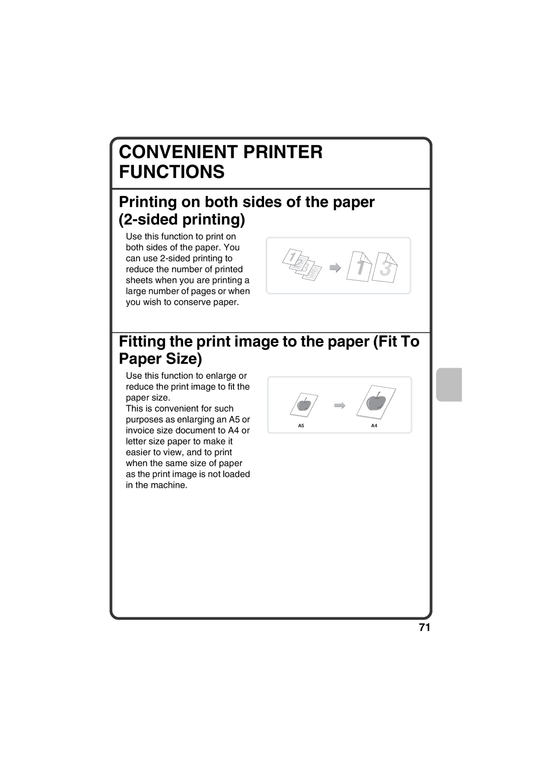 Sharp MX-C381, MX-C311 quick start Convenient Printer Functions, Printing on both sides of the paper 2-sided printing 