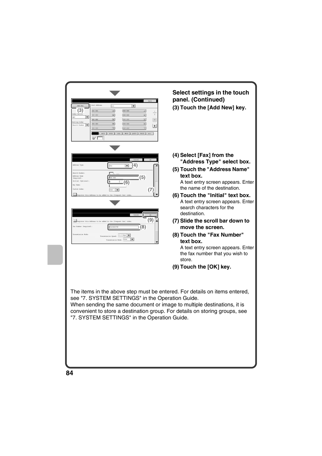 Sharp MX-C311, MX-C381 quick start Touch the Add New key, Touch the Initial text box 