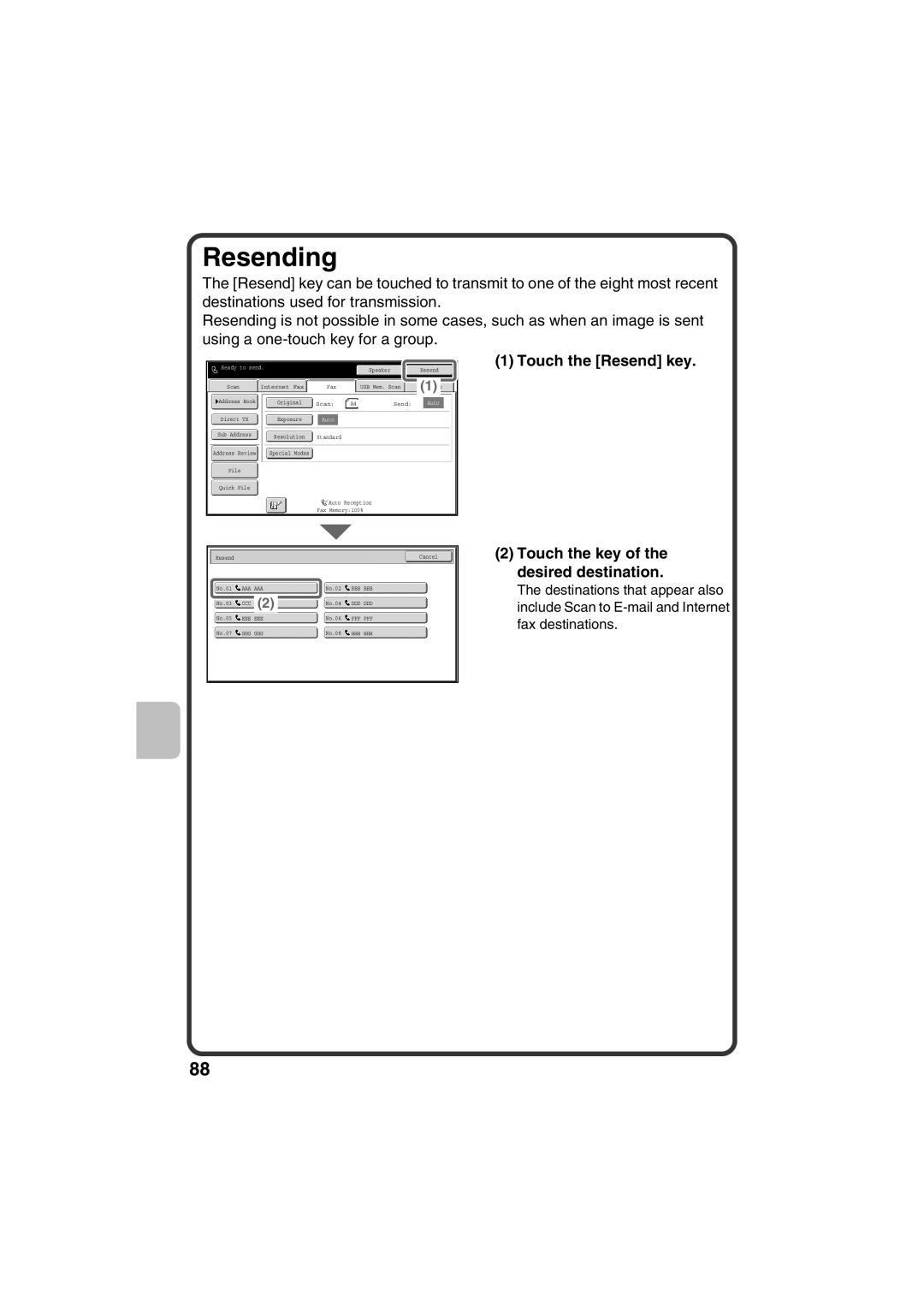 Sharp MX-C311, MX-C381 quick start Resending 