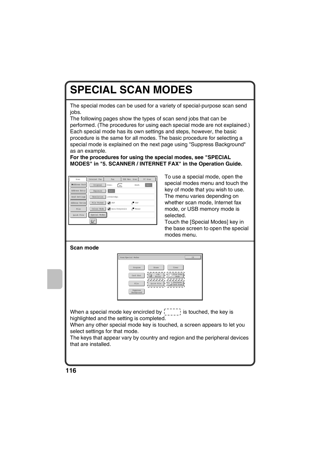 Sharp MX-C311, MX-C381 quick start Special Scan Modes, Scan mode 