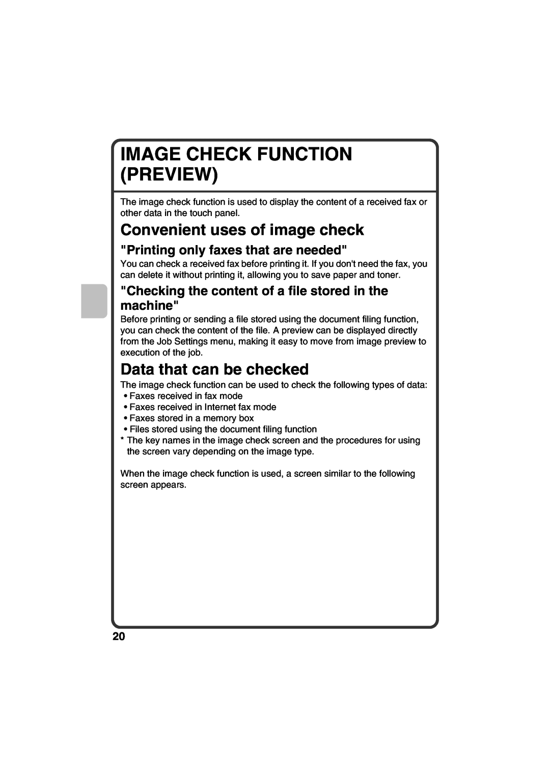 Sharp MX-C311, MX-C381 quick start Image Check Function Preview, Convenient uses of image check, Data that can be checked 