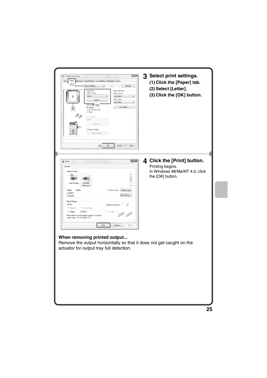 Sharp TINSE4633FCZZ, MX-C400P quick start Select print settings, Click the Print button 