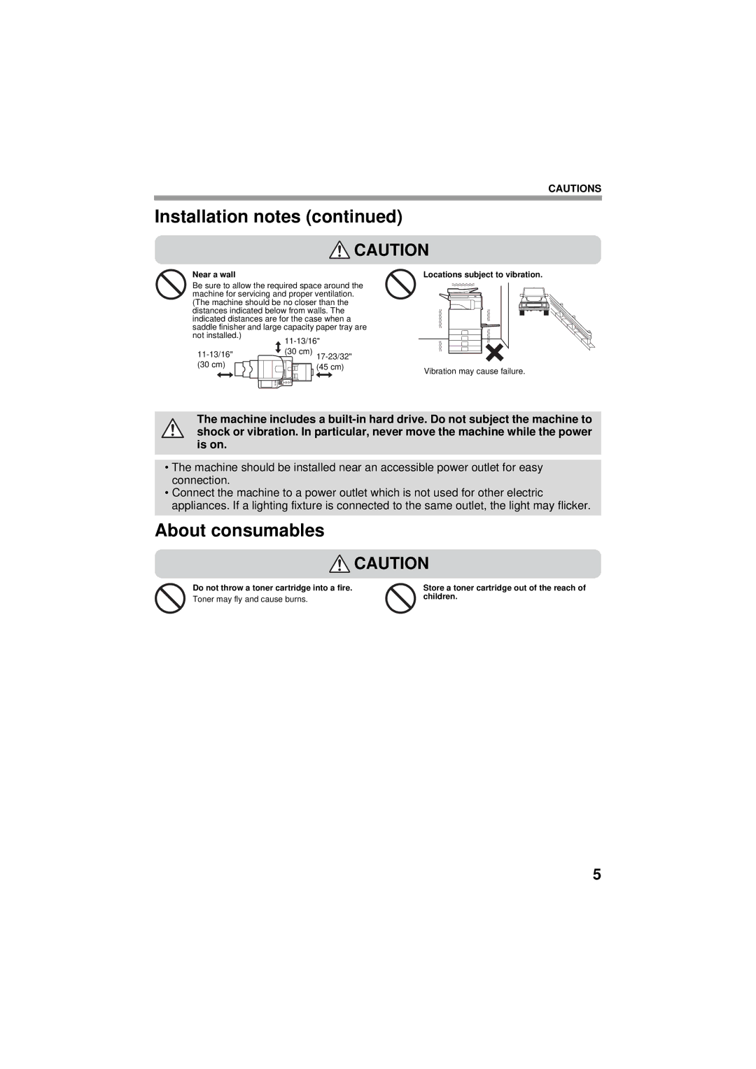 Sharp TINSE4796FCZZ, MX-C402SC manual About consumables, Near a wall 