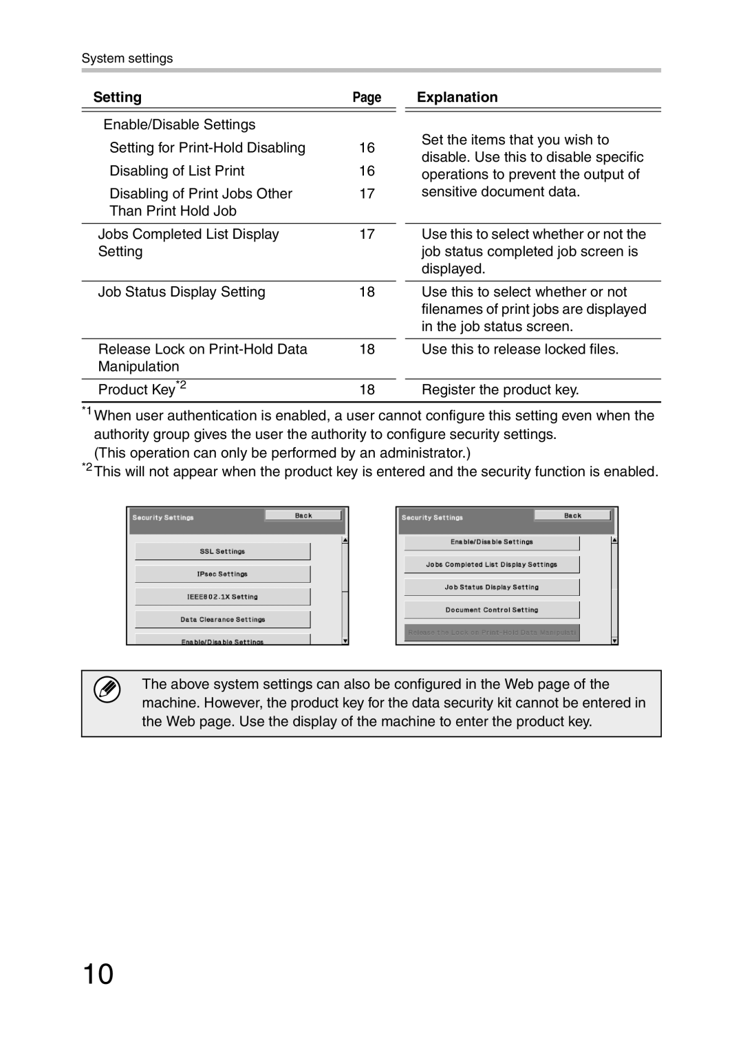 Sharp MX-FR21U, MX-FR20U manual System settings 