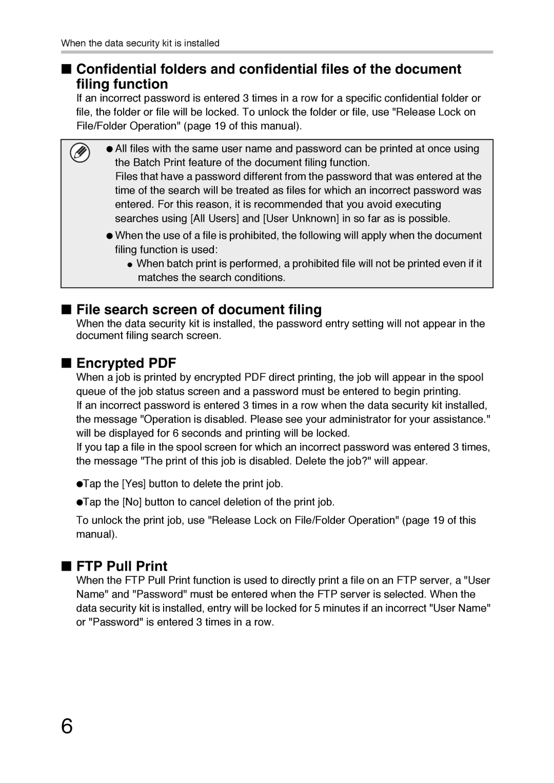 Sharp MX-FR36U manual File search screen of document filing, FTP Pull Print 